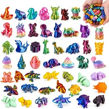 50Pcs 3D Printed Animals Blind Bag,Mixed Articulated & Static Toys