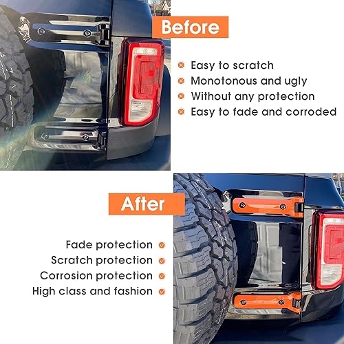 Miniatura 4 de BESTAOO Cubiertas de bisagra de puerta trasera para Ford Bronco 24 puertas 2021-2025  Accesorios exteriores de cubierta de soporte de neumático de