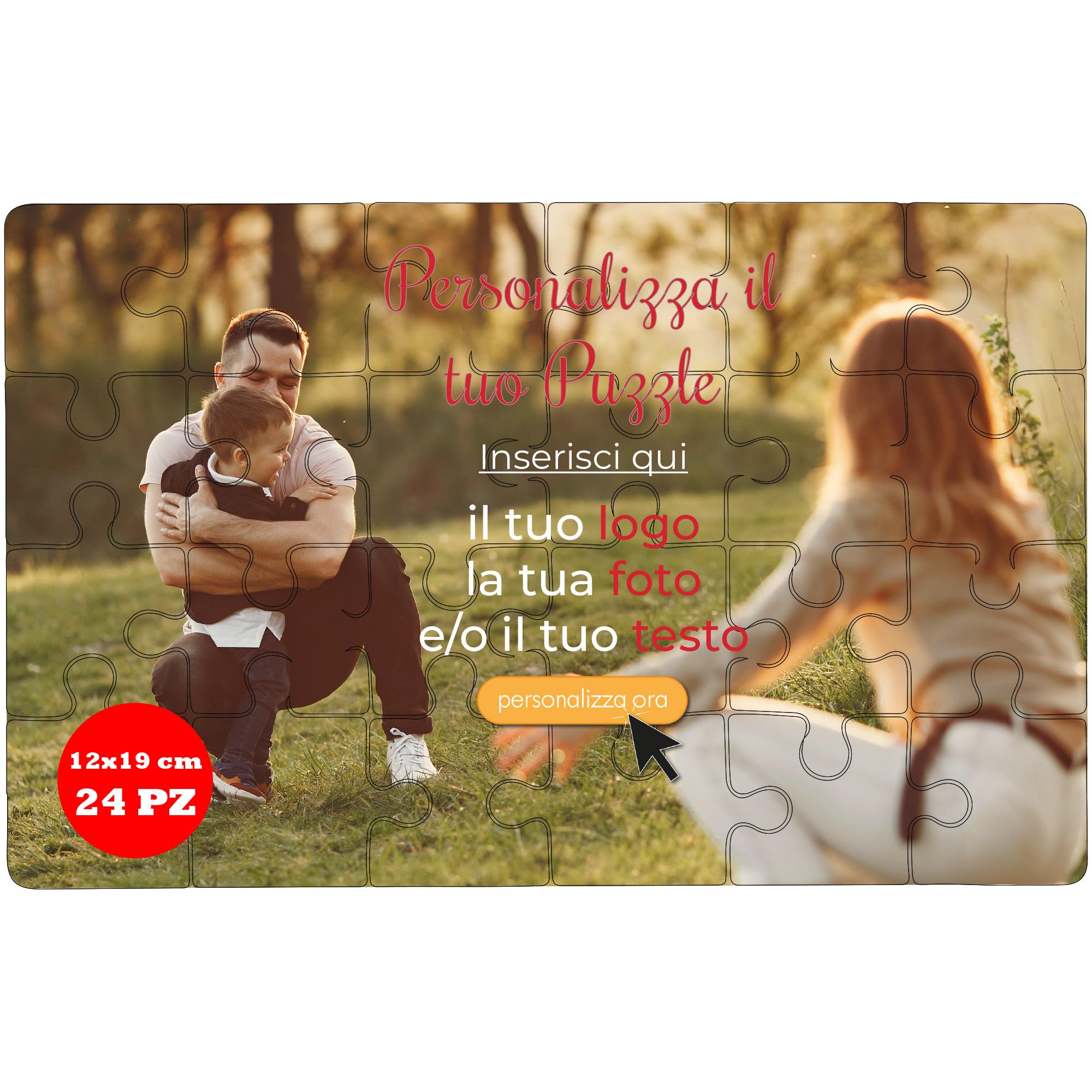 Puzzle personalizzato foto testo 24-384 pezzi stampato alta definizione 12x19 cm