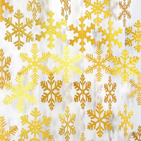 Gold Snowflake Hanging Garland