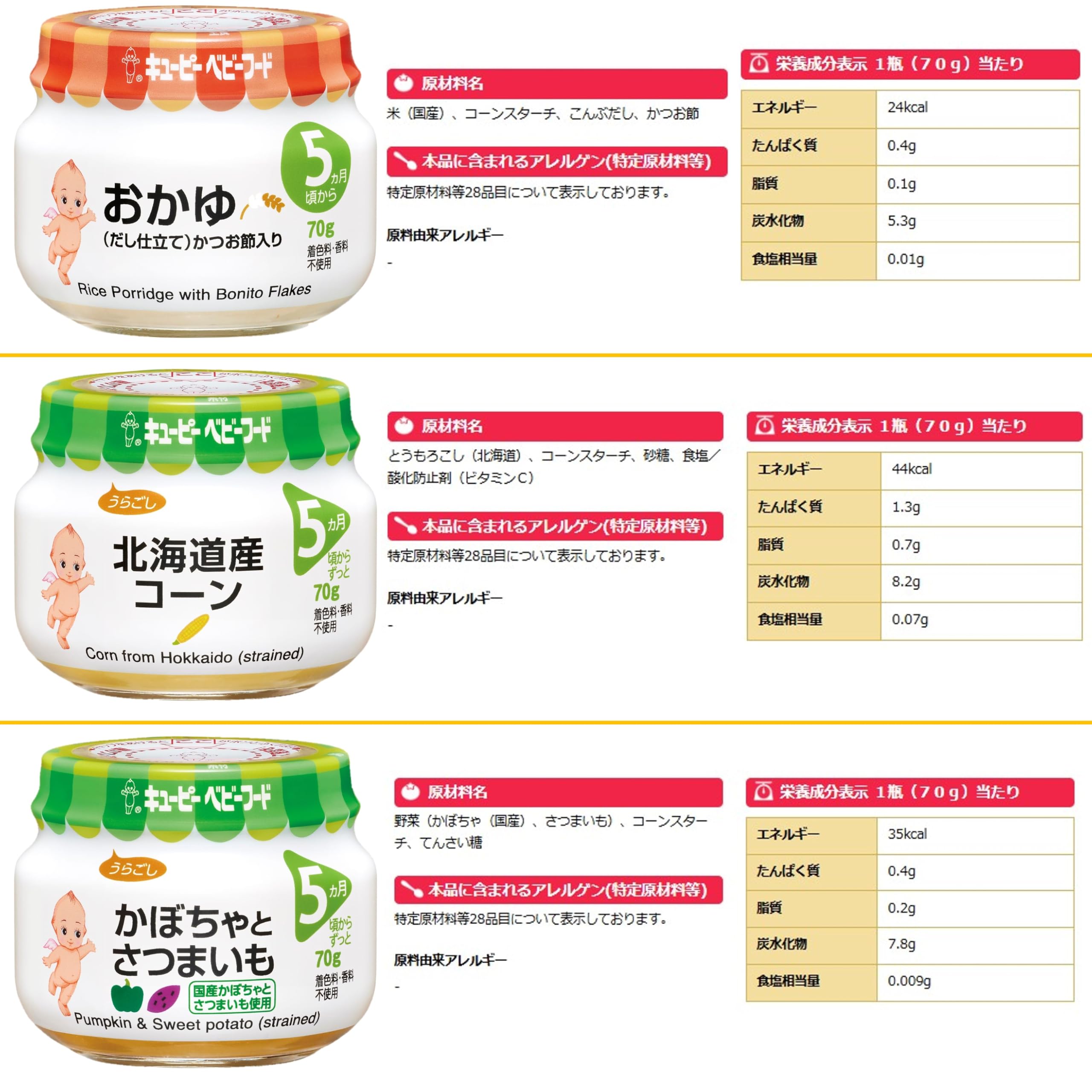 Amazon | キユーピー ベビーフード 瓶詰 6種セット 70g×12個 5ヵ月頃