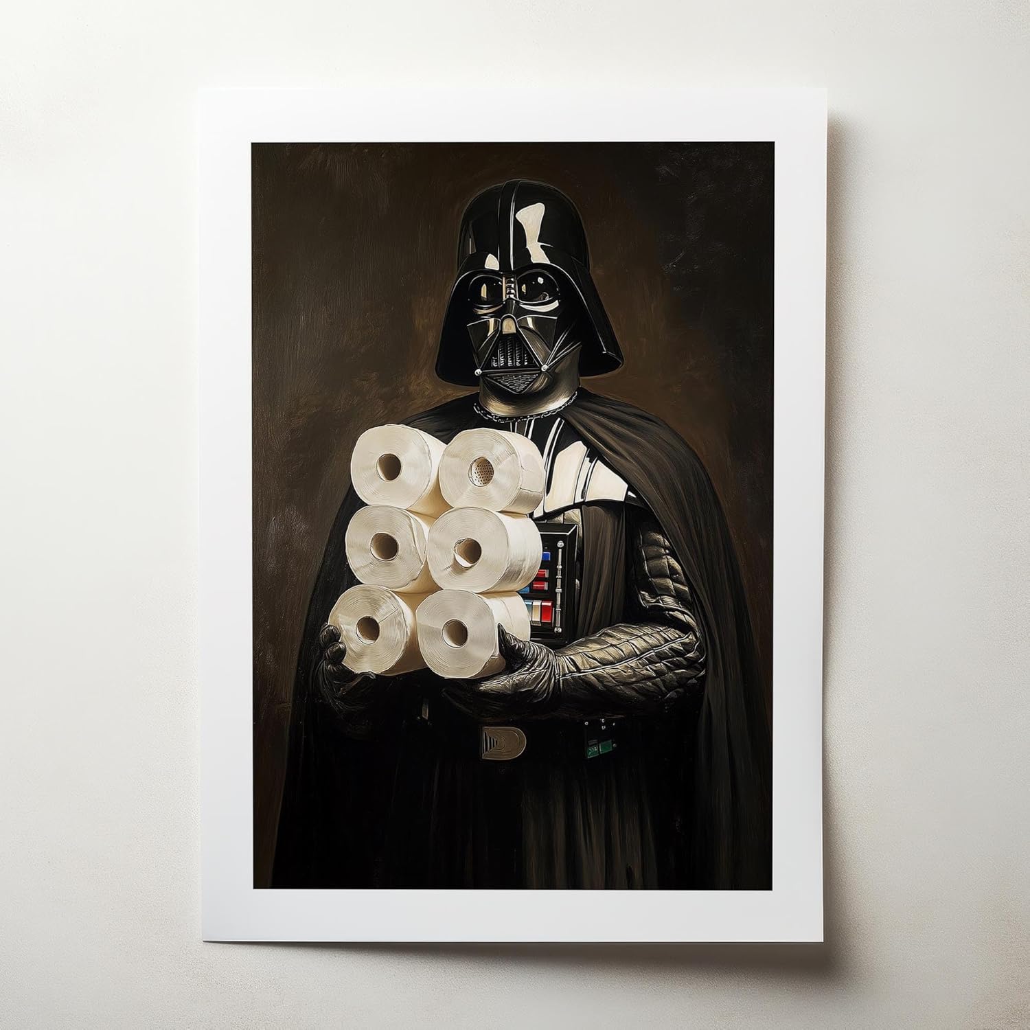 Darth Vader Star Wars Bathroom Art Print - Premium Giclee Fine Art Print - Vintage Painting Style Darth Vader Bathroom Art Wall Décor, Bath Decoration, Ready to Frame