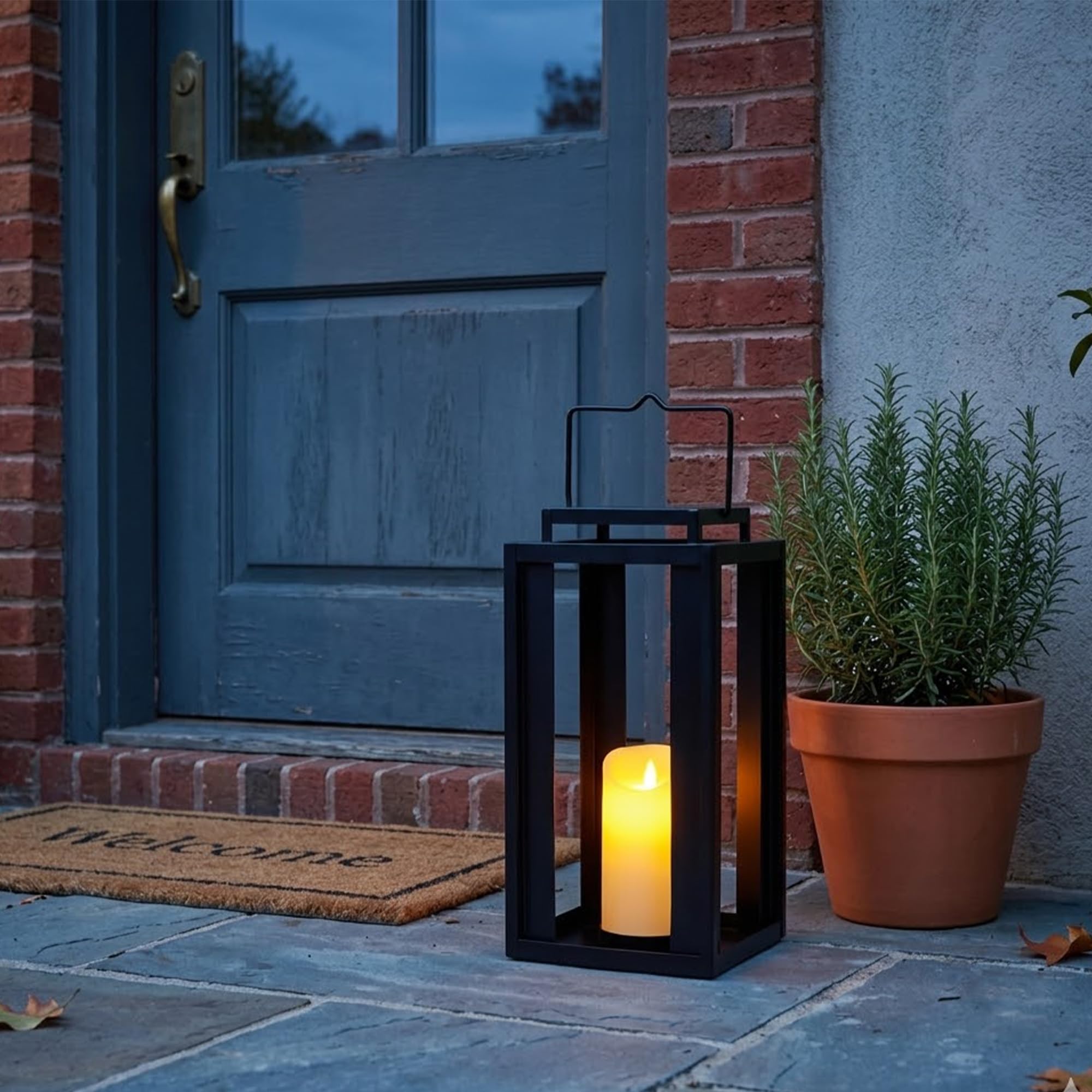 TRIROCKS Lanterna Metallica Grande per Esterno 43 cm Alta, Porta Candela Appeso Decorativa con Candela Timer Senza Fiamma a LED per Casa, Giardino, Patio (Senza Vetro)