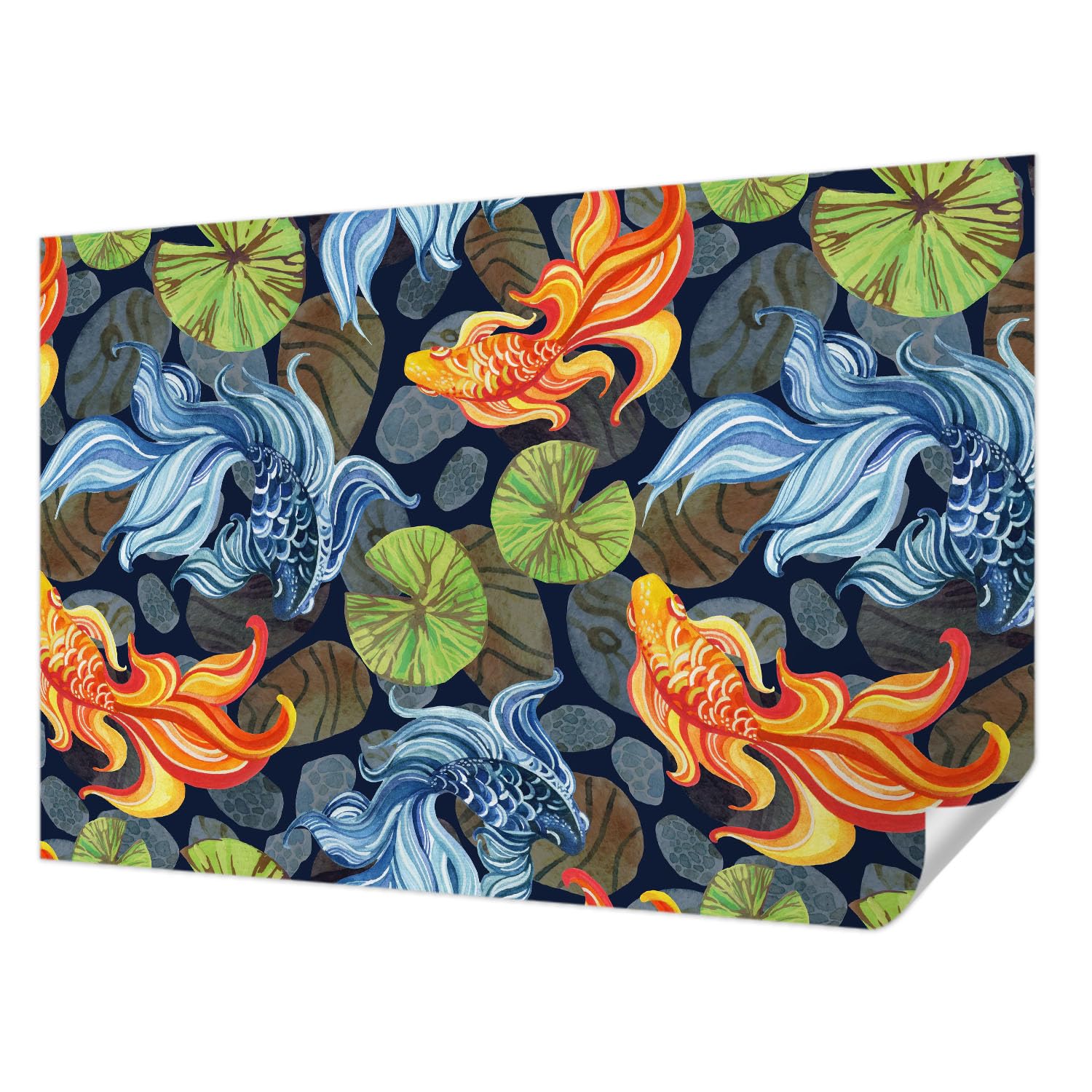 Papier peint adhésif lavable motif poissons Tulup déco murale anti-taches