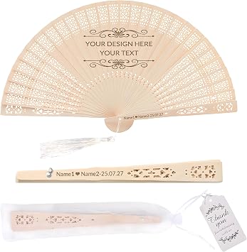 100 PCS Custom Fans Personalized Folding Fans for Line Dancing Wooden Hand Fan Wedding Favors Gift for Guests Personalized Fans for Events