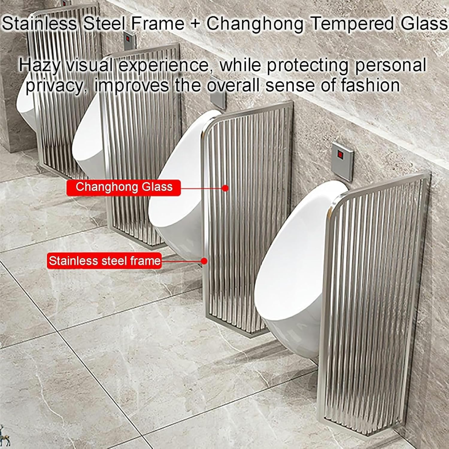 AMNOOL Urinal Divider Screen Panel Toilet Partition, Extra Protection and Privacy Men Urinal Privacy Screen Toilet Partition, for Public Space/Bathroom/Hotel (Color : Silver, Size : 4 pcs)