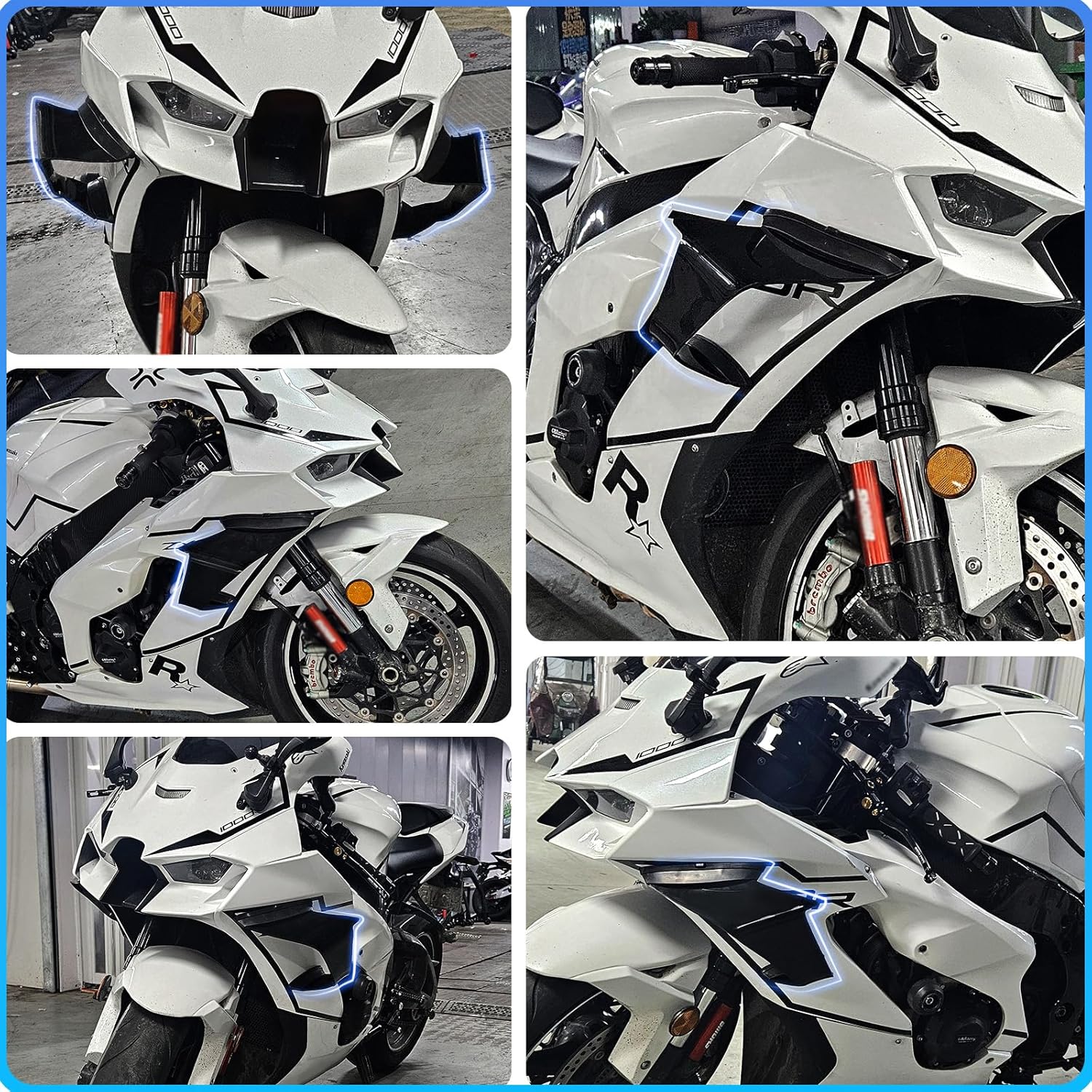 Motorcycle Fairing Wind Deflectors Side Wind Deflector Spoiler for Kawasaki Ninja ZX-10R ZX10R 2021-2025 Side Fairings Refit Motorbike Accessories (Black)