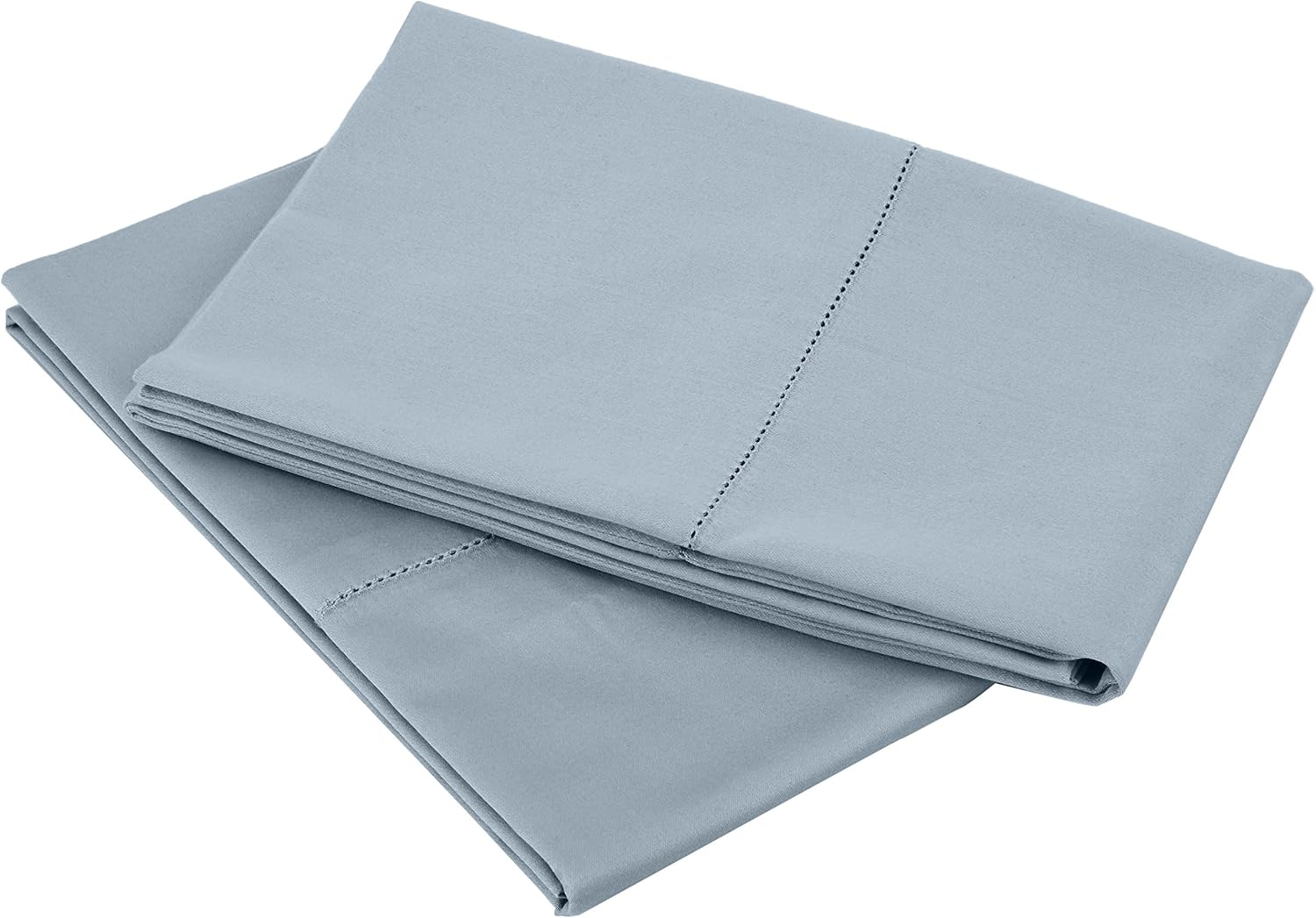 Amazon Brand – Pinzon 400 Thread Count Egyptian Cotton Sateen Hemstitch Pillow Cases - Set of 2, King, Dusty Blue