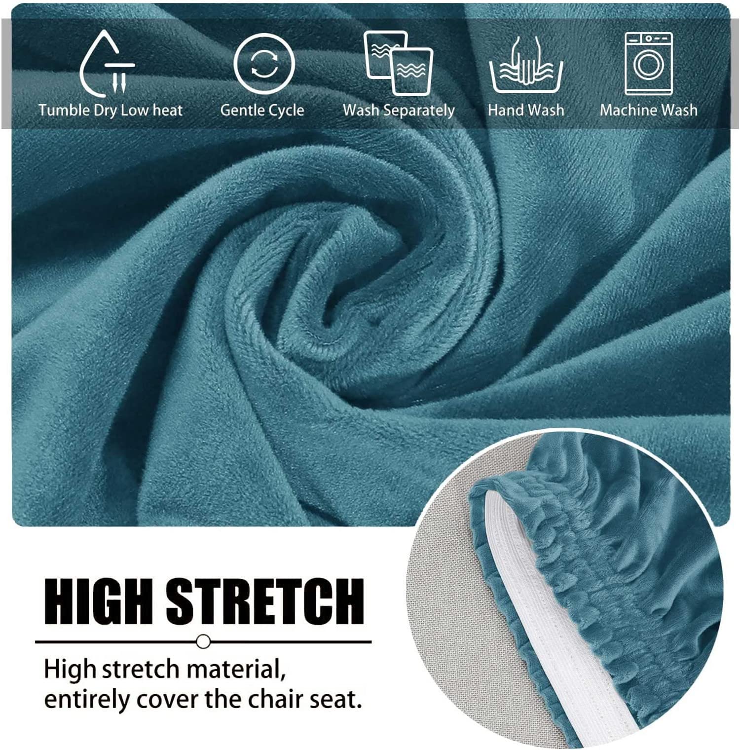 Banzaii – Coprisedia Antimacchia con Schienale Tondo – Vestisedia Seduta e Schienale Tondo per sedie da cucina, sala da pranzo, cerimonia, ristoranti - 6 Pezzi Blu Made in Italy