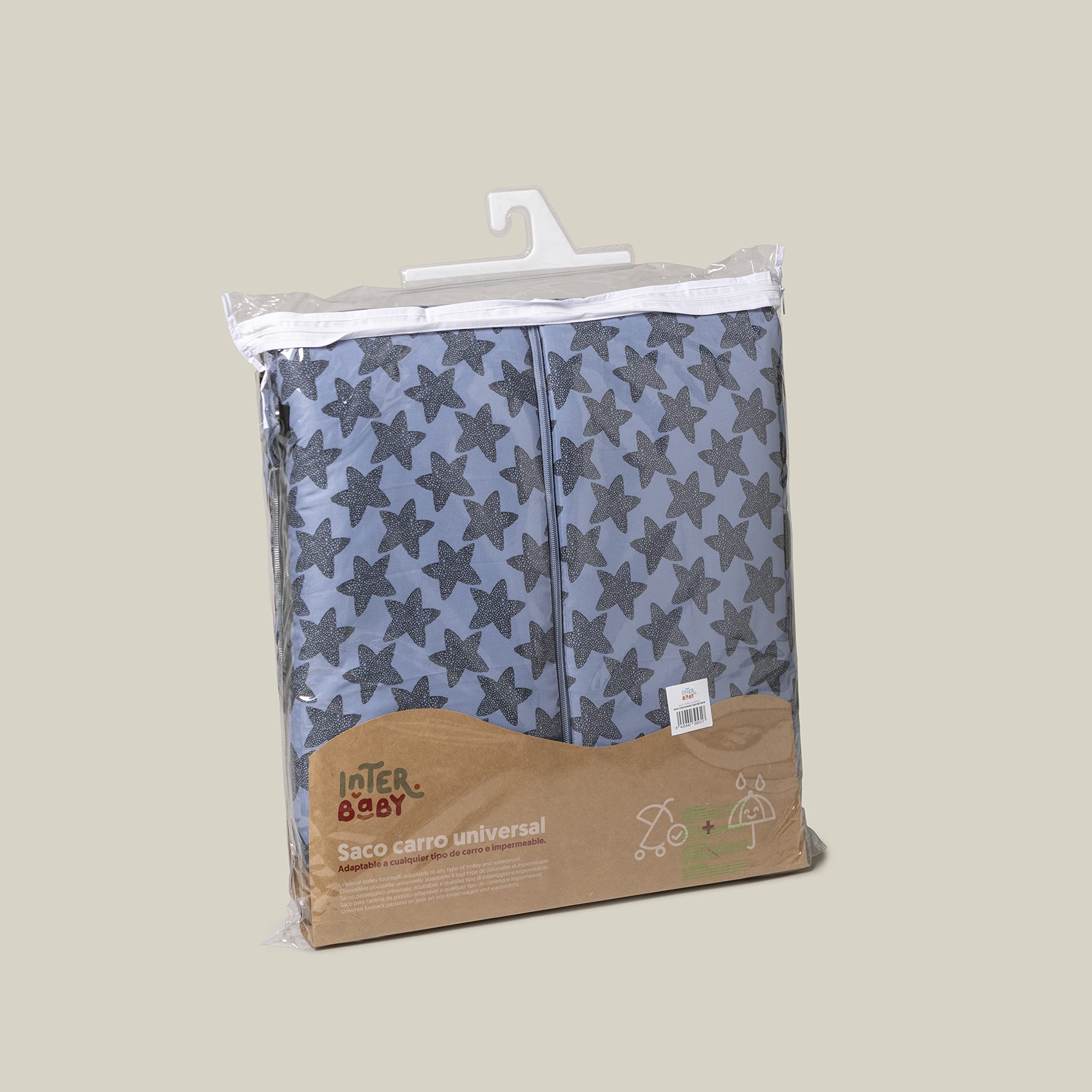 Interbaby Chanceliere Bebe Poussette Couverture Poussette Bebe Hiver, Doux | Sac de Couchage Poussette Bebe Détachable, Double Ouverture, Lavage Facile, Matériaux Antiallergiques, Star Marino Gris