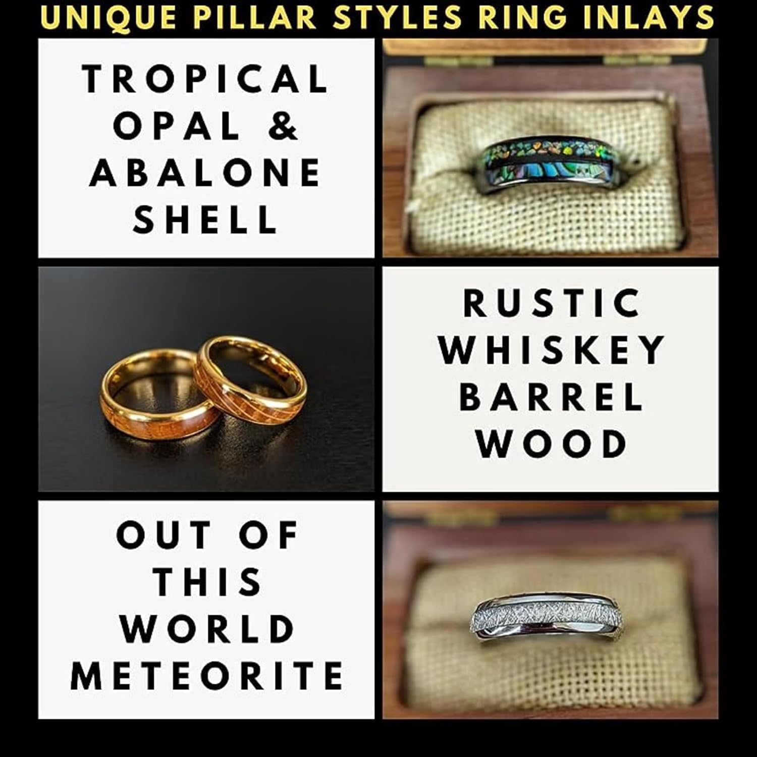 Thin Lapis Lazuli Ring Womens Wedding Bands Meteorite Ring 18K Rose Gold Tungsten Blue Lapis Ring Mens Couples Ring Set 6mm/8mm Unique Anniversary Gifts with Arrow, Meteor, and Lapis Inlays