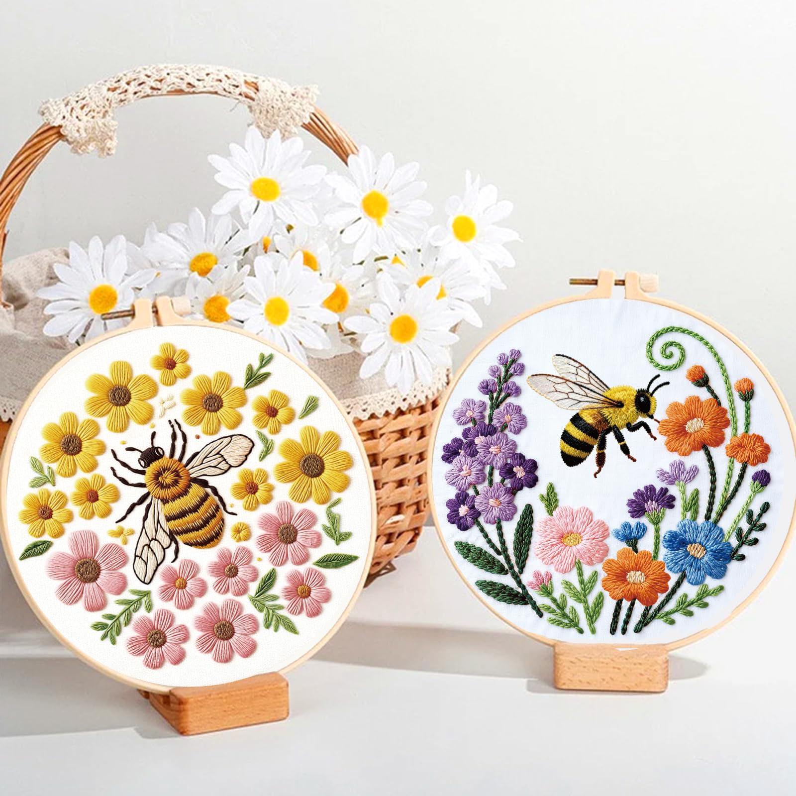 ORIGACH 6 -teiliges Stickset für Anfänger, Bienen Und Blumen