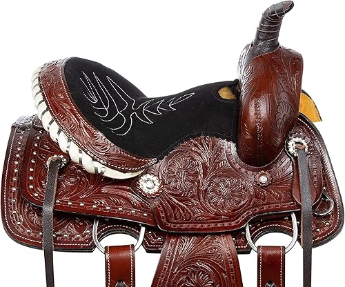 Miniatura 5 de SHOWMEN CRAFT Barrel Racer Show Trail Riding - Caballo y poni de cuero con herramientas para montar en el oeste tamaño 10 a 18 pulgadas asiento