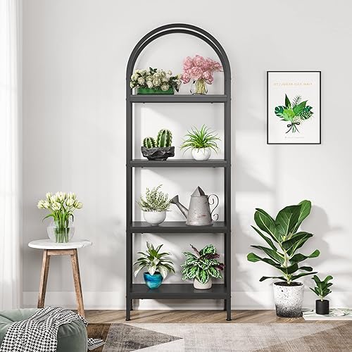 Miniatura 4 de Tribesigns Estantería abierta de 4 niveles, estantería de madera de 70.8 pulgadas con marco de metal, estante de exhibición independiente para