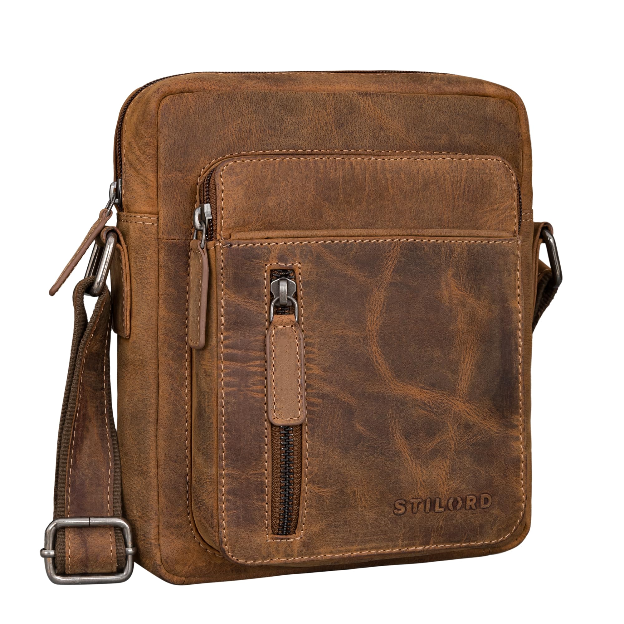 STILORD 'Dain' Borsa a Tracolla Uomo in Pelle Vera, Crossbody Vintage, Custodia Tablet, Shoulder Bag Cuoio