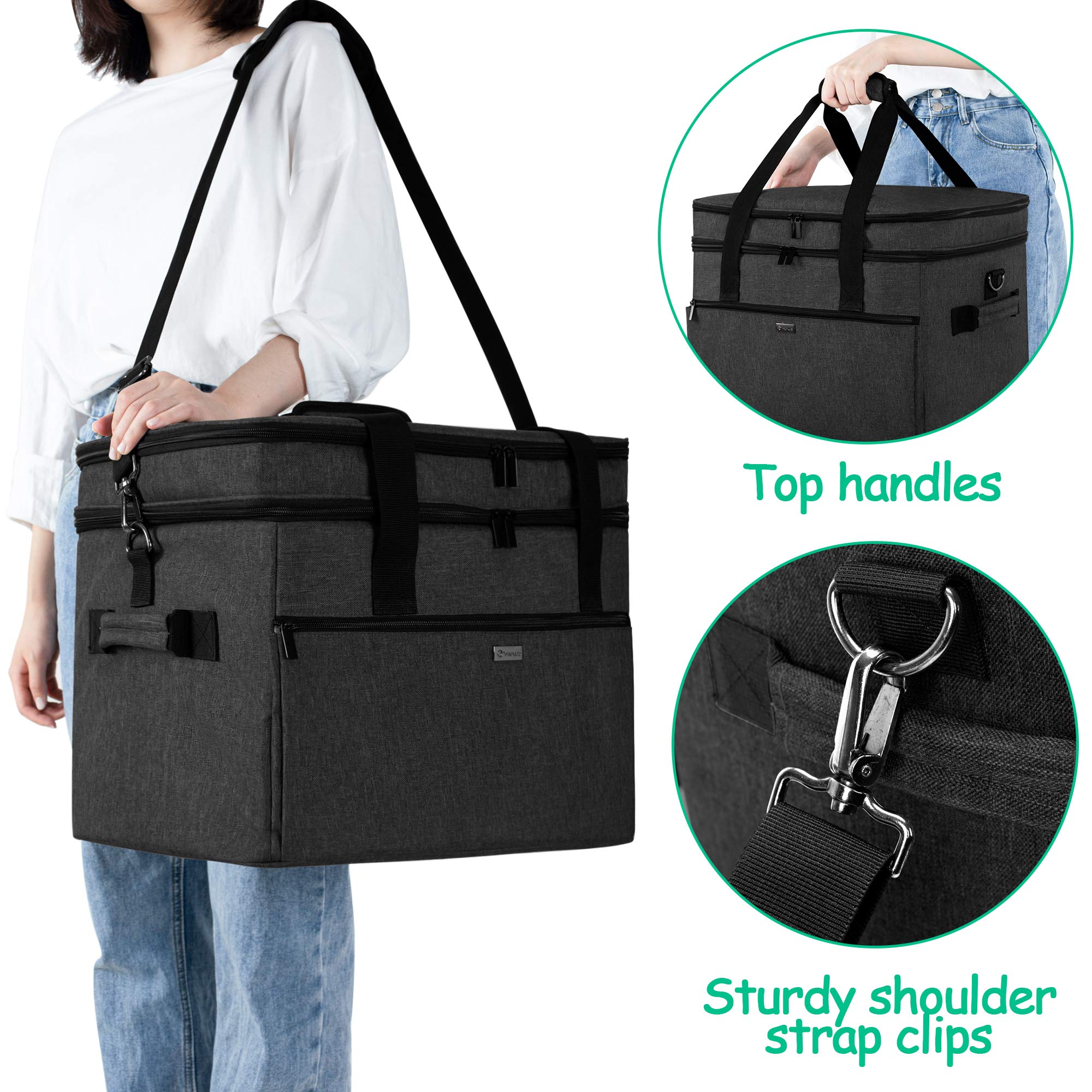 Bolsa de viaje grande para olla de cocción lenta compatible con Crock-Pot/Hamilton Beach de 8 a 10 cuartos de galón, doble capa para electrodomésticos y accesorios de cocina, versión mejorada, 5