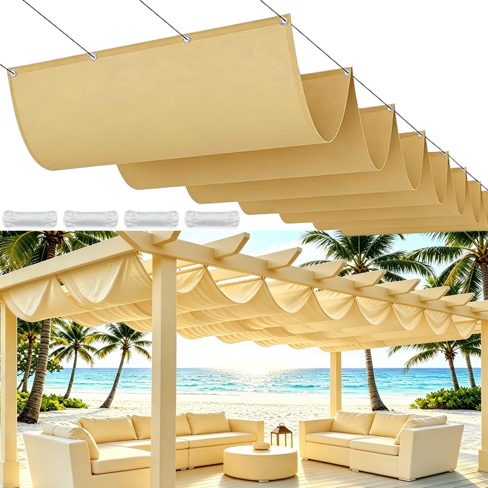 Voile ombrage sur mesure de haute résistance en jaune sable