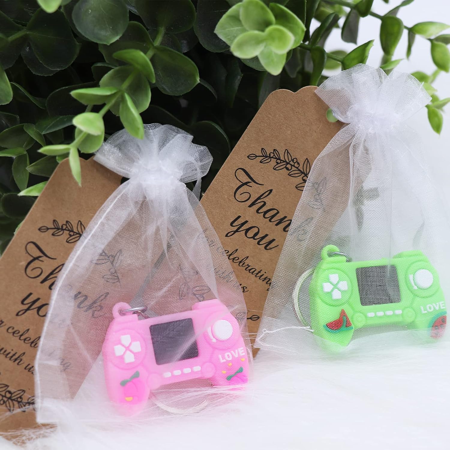 24 Sets Video Game Great Party Favors for Game Handle Key Chains Goodie Bags with Thank You Kraft Tags for Video Game Theme Party Favors for Kid Birthday Party Supplies. : Toys & Games