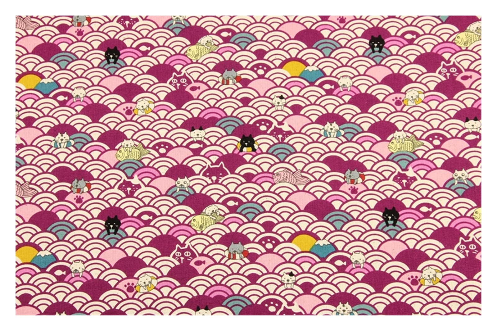 45cmx110 cm de Media Yarda Espesada Tela de algodón con la Curva de Gato de Brisa Suave, Hecho a Mano Bricolaje Tela de Mosaico Telas (Color : A Black)