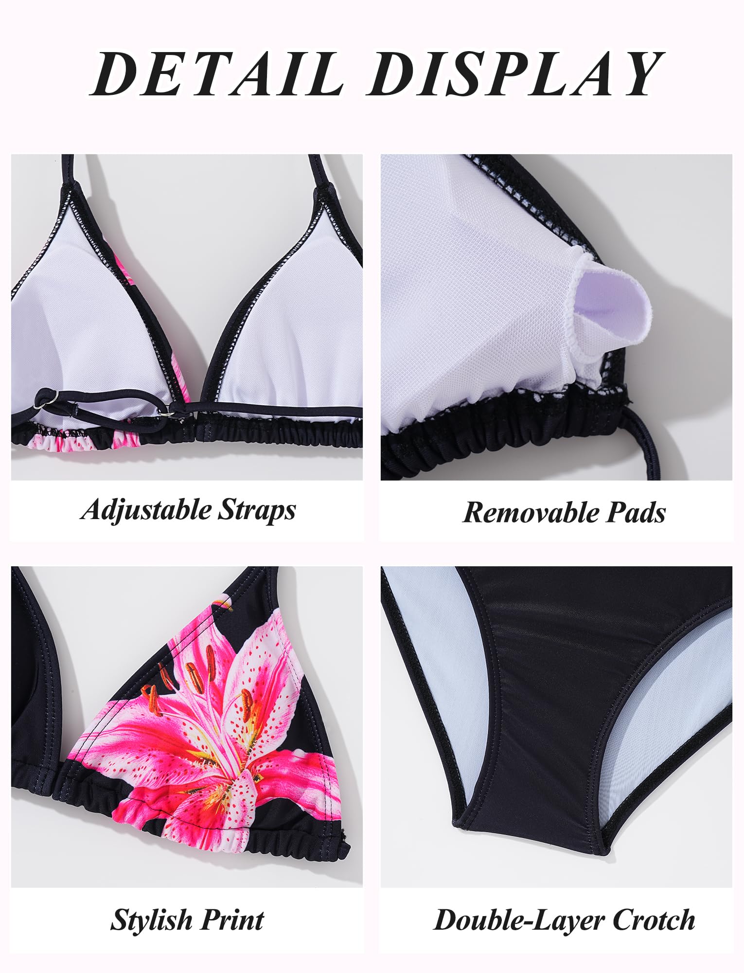 Happy Cherry Dziewczęcy zestaw bikini z regulowanym biustonoszem, majtki bikini dla dzieci, tankini, 3 sztuki, stroje kąpielowe na lato, plażę, moda kąpielowa w wieku 8-12 lat