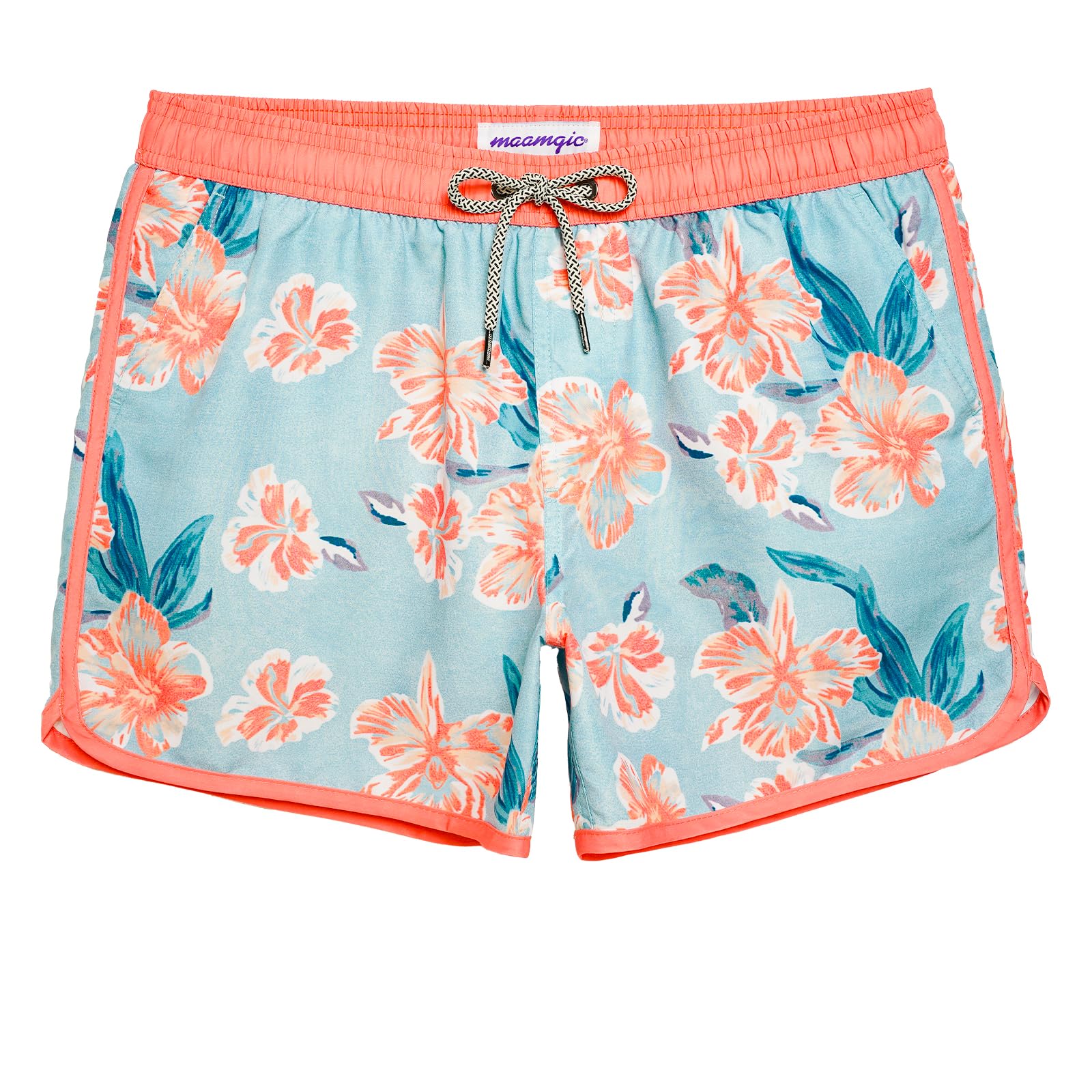 maamgic Mens Boys Short 80s 90s Vintage Swim Trunks with Mesh Lining Quick Dry Swim Suits Board Shorts