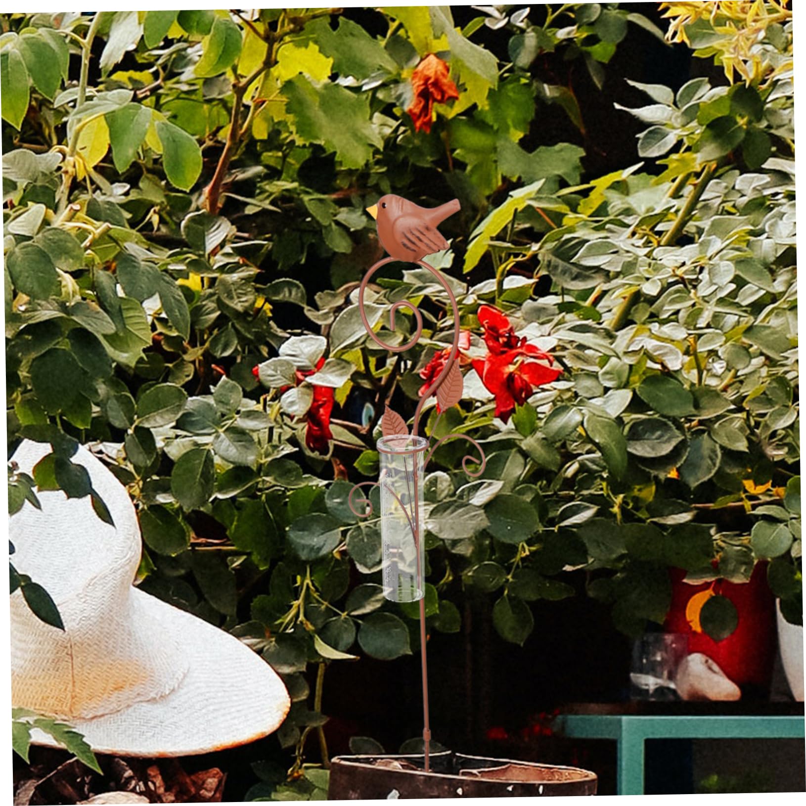 TOYANDONA Regenmesser aus Eisen und Glas für Garten und Rasen, Braun