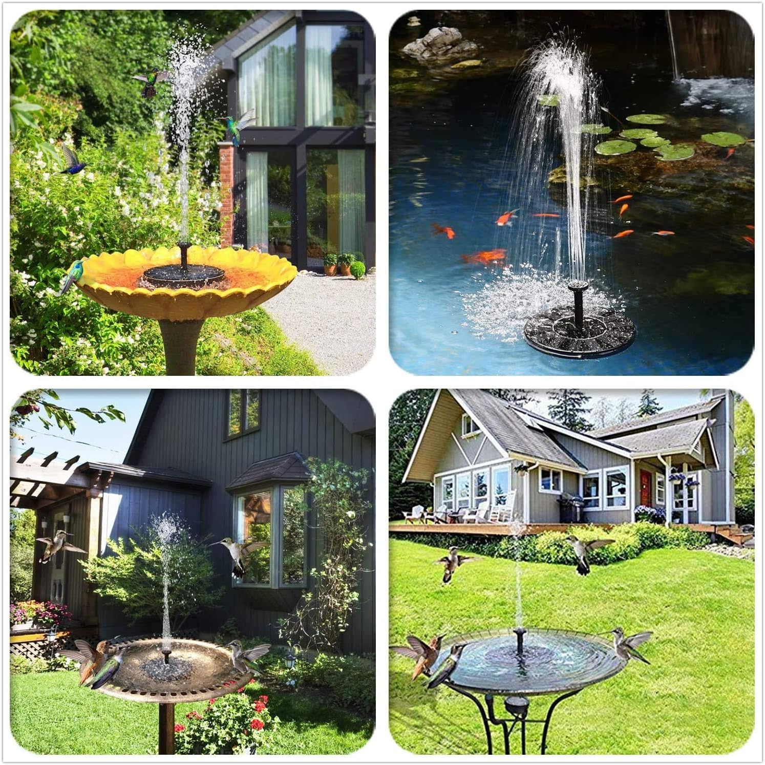 AISITIN 2.5W Solar Pump, 1200mAh Circle Solar Water Pump Floating Fountain Built-in Battery, with 6 Nozzles, for Bird Bath, Fish Tank, Pond or Garden Decoration Pond heaters for Outdoor Ponds