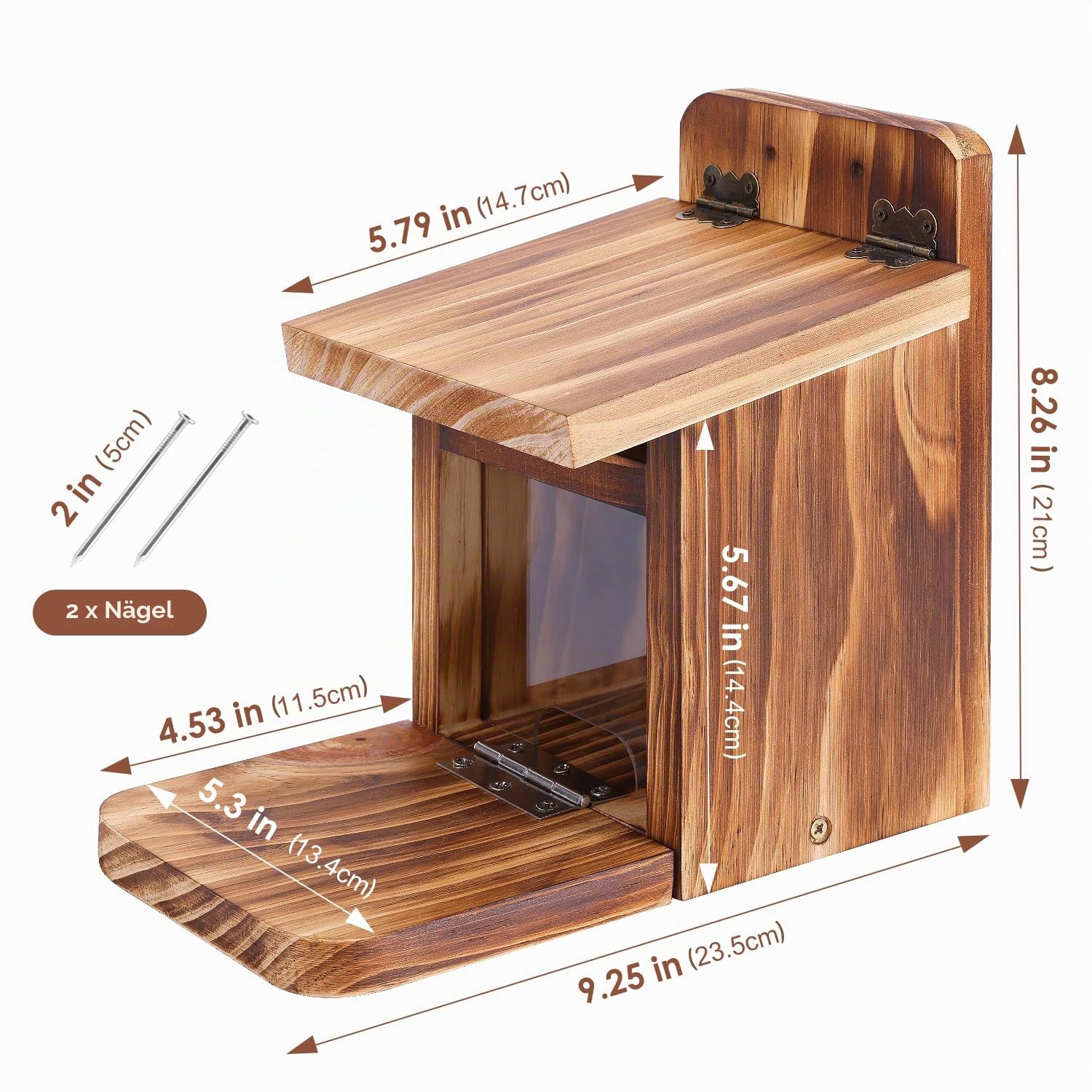 MIXXIDEA Eichhörnchen-Futterstation aus Holz, stabiles Eichhörnchen-Futterhaus mit Dicke 1,5 cm, kein Zusammenbau erforderlich, für Hinterhof, Außengarten, 1 Stück