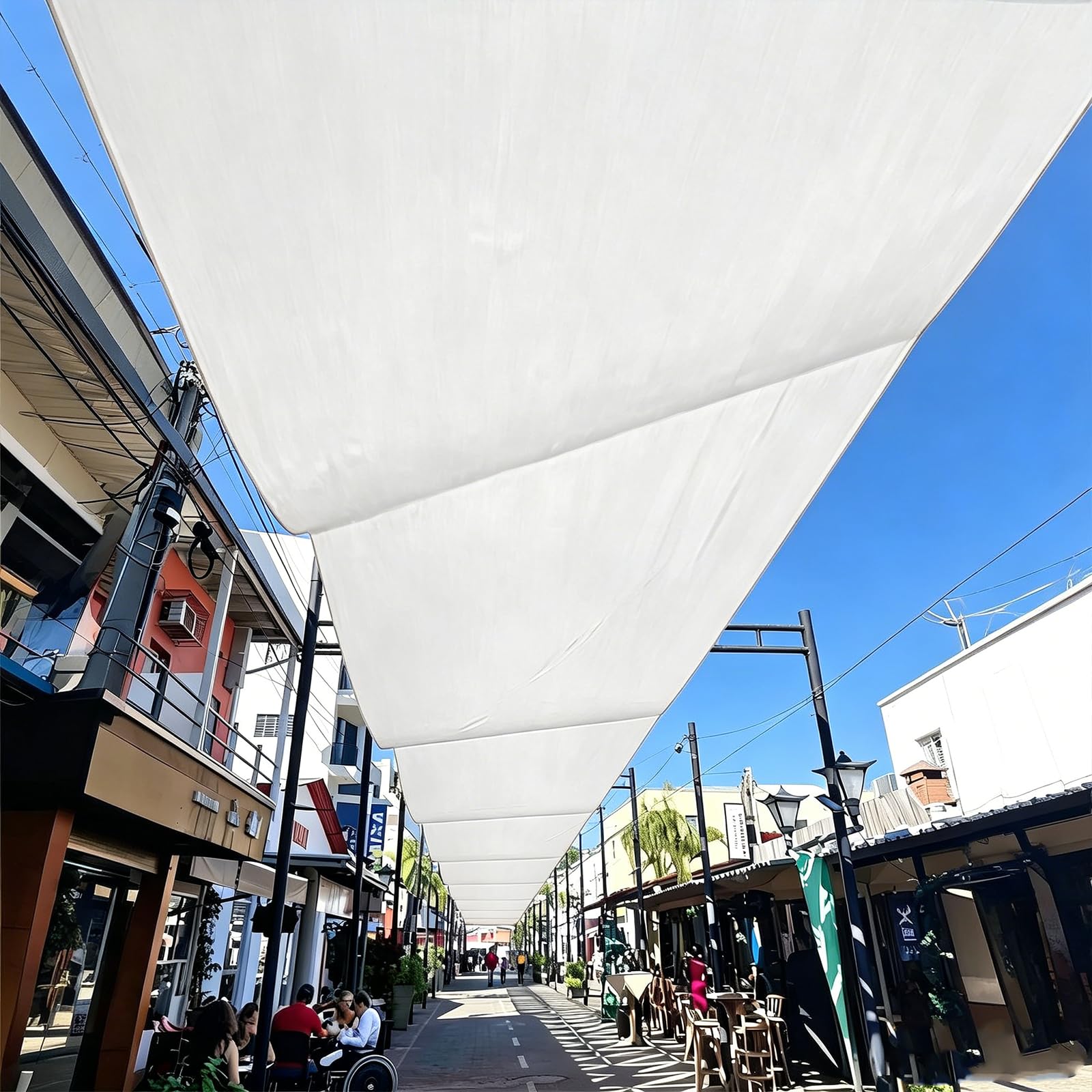 Voile d'ombrage terrasse et jardin repas ombragés bâche coulissante blanche 300x1350 cm