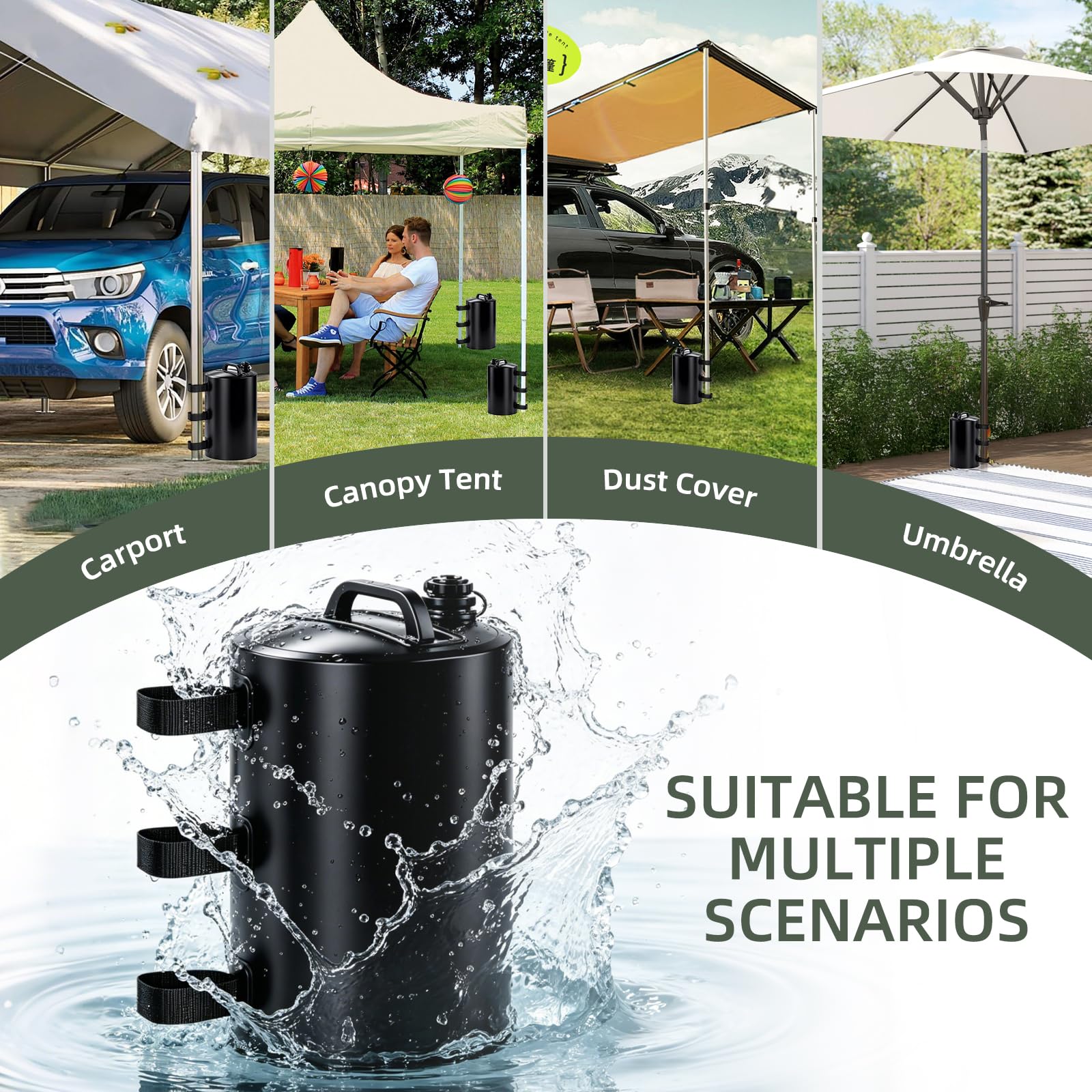 Lot de 4 poids de tonnelle remplissables d'eau réutilisables pour tentes pop-up, jardin, pavillons