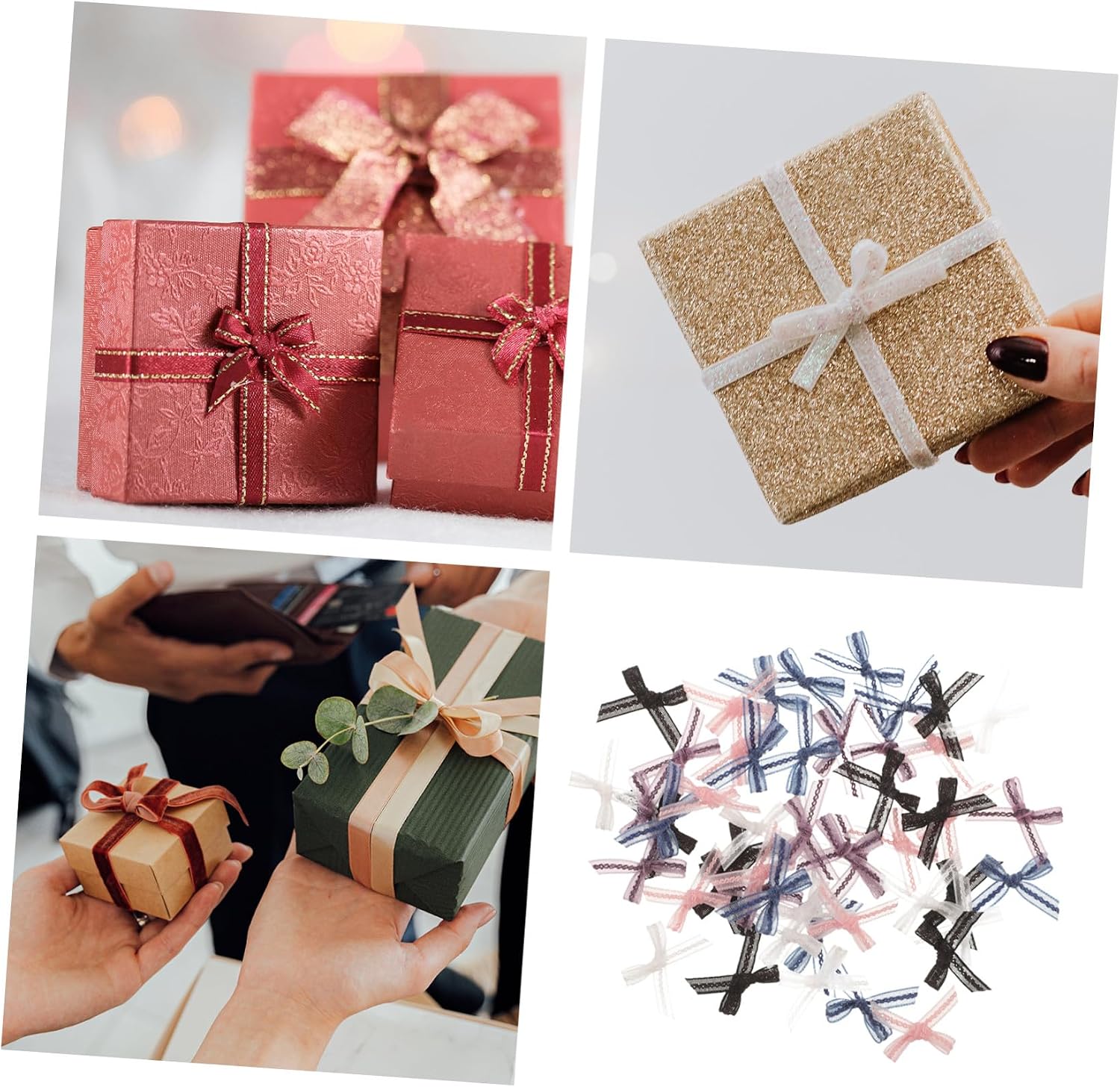 EXCEART 50pcs Bowknots for Crafting Decorative Yarn Bows for Projects Weddings and Home Decor