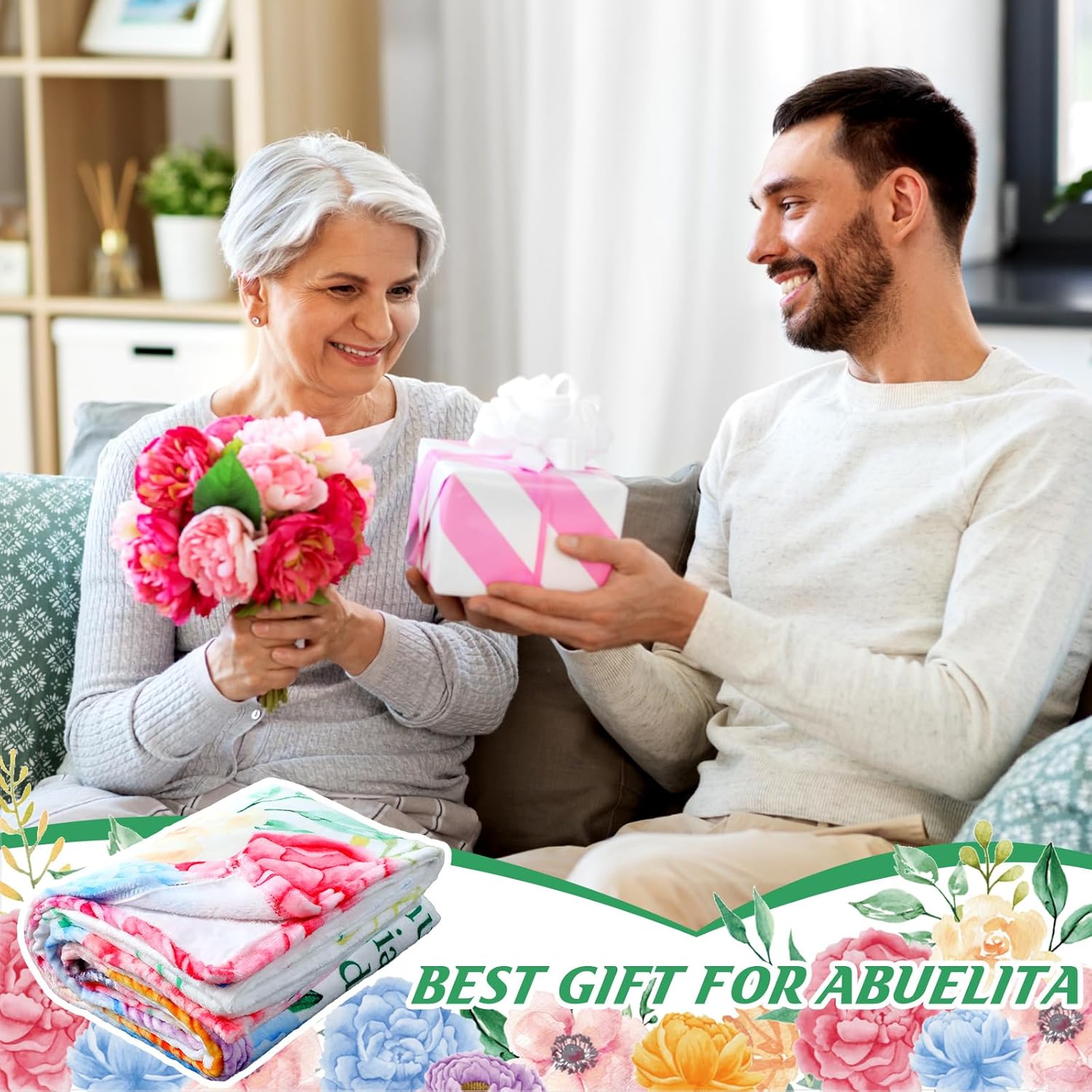 Grandma Blanket Christmas Abuelita Gifts in Spanish Grandma Birthday Gift 50" x 60" Spanish Abuela Blanket Regalo para Abuela from Granddaughter Grandson Grandchildren - Image 5