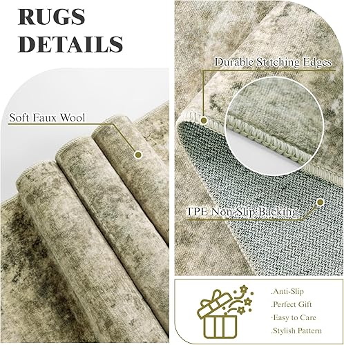 Miniatura 6 de Shilucheng Alfombras de 5 x 7 pies para sala de estar, alfombra de área abstracta suave para interiores para dormitorio, decoración de lavandería,