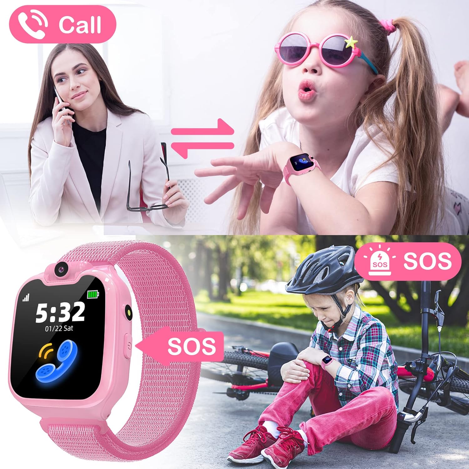 Orologio Intelligente Bambini Telefono con ruotabile Fotocamera,Smartwatch Bambini con 16 Giochi Torcia Sveglia Contapassi Musicale,Ragazzi Ragazze Regalo Compleanno 3-12 Anni [Scheda SD Integrata]