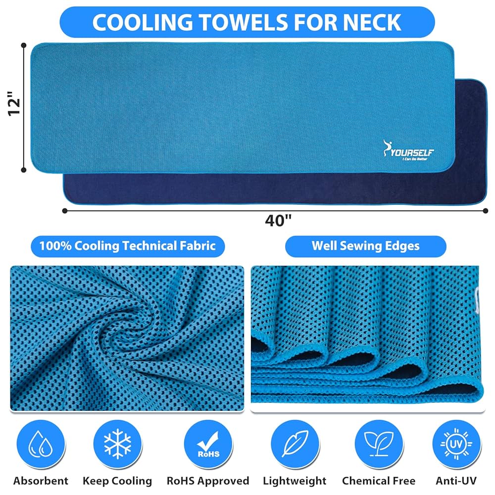 4 Packs Cooling Towels - 35.4x11.8 Inch Soft Breathable Microfiber For Neck Face Hot Weather Yoga Gym Running Workout Camping Fitness