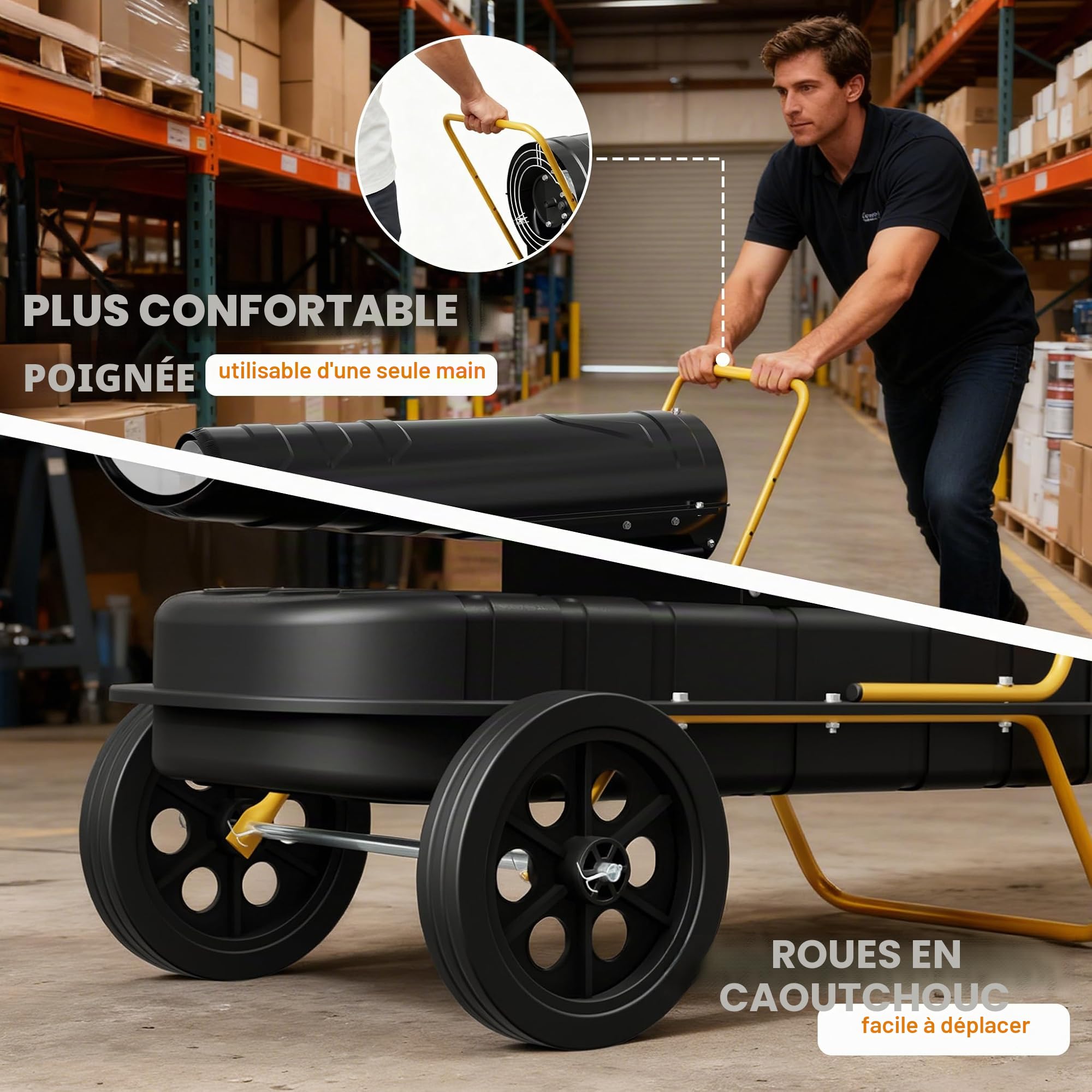 FIVMEN Canon de chauffage diesel 30 kW avec thermostat Chauffage à huile Chauffage souffleur à huile 22 l Débit d'air 720 m³/h Chauffage à huile Chauffage de chantier Canon diesel avec ventilateur