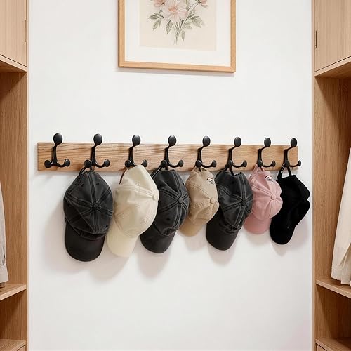 Miniatura 15 de SKOLOO Perchero de madera blanca de 17 pulgadas con 3 ganchos triples, ideal para entradas familiares, aulas y almacenamiento de suministros para