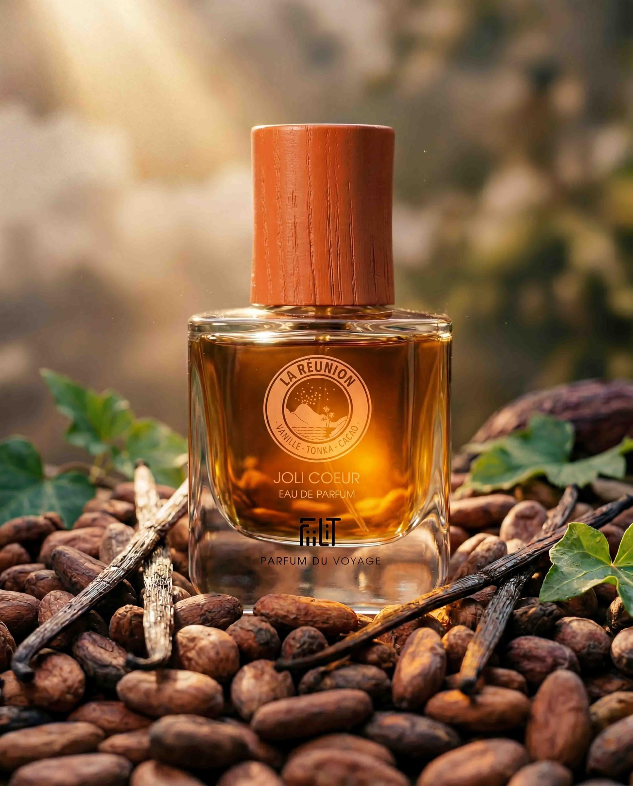 Eau de Parfum Naturelle JOLI COEUR LA RÉUNION - FiiLiT Parfum du Voyage - Mixte - Gourmand Oriental (50mL)