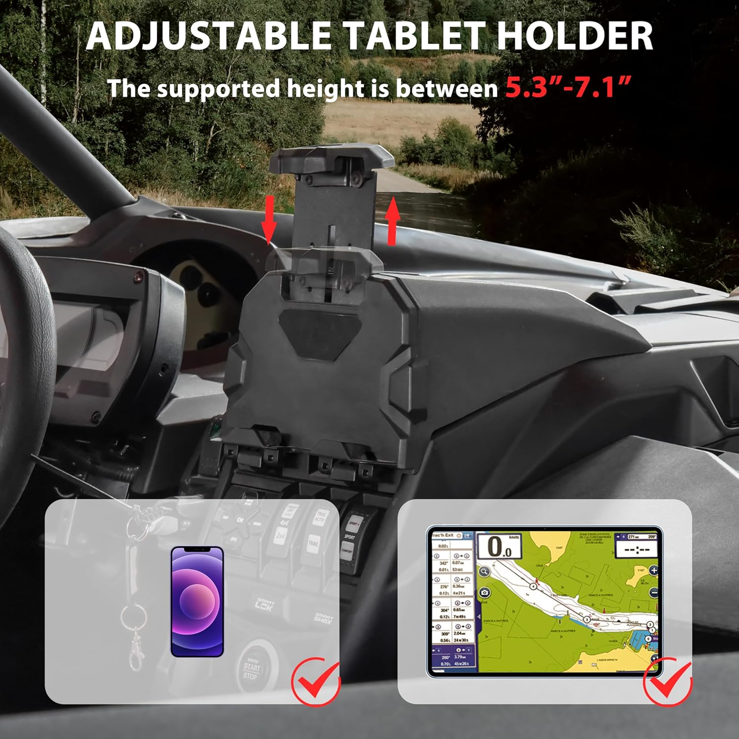 SAUTVS Electronic Device Tablet Phone Holder for Can-Am Maverick X3 2017-2026 Accessories, X3 Electronic Device Mounts with Storage Box Organizer Tray, Replace #715002874