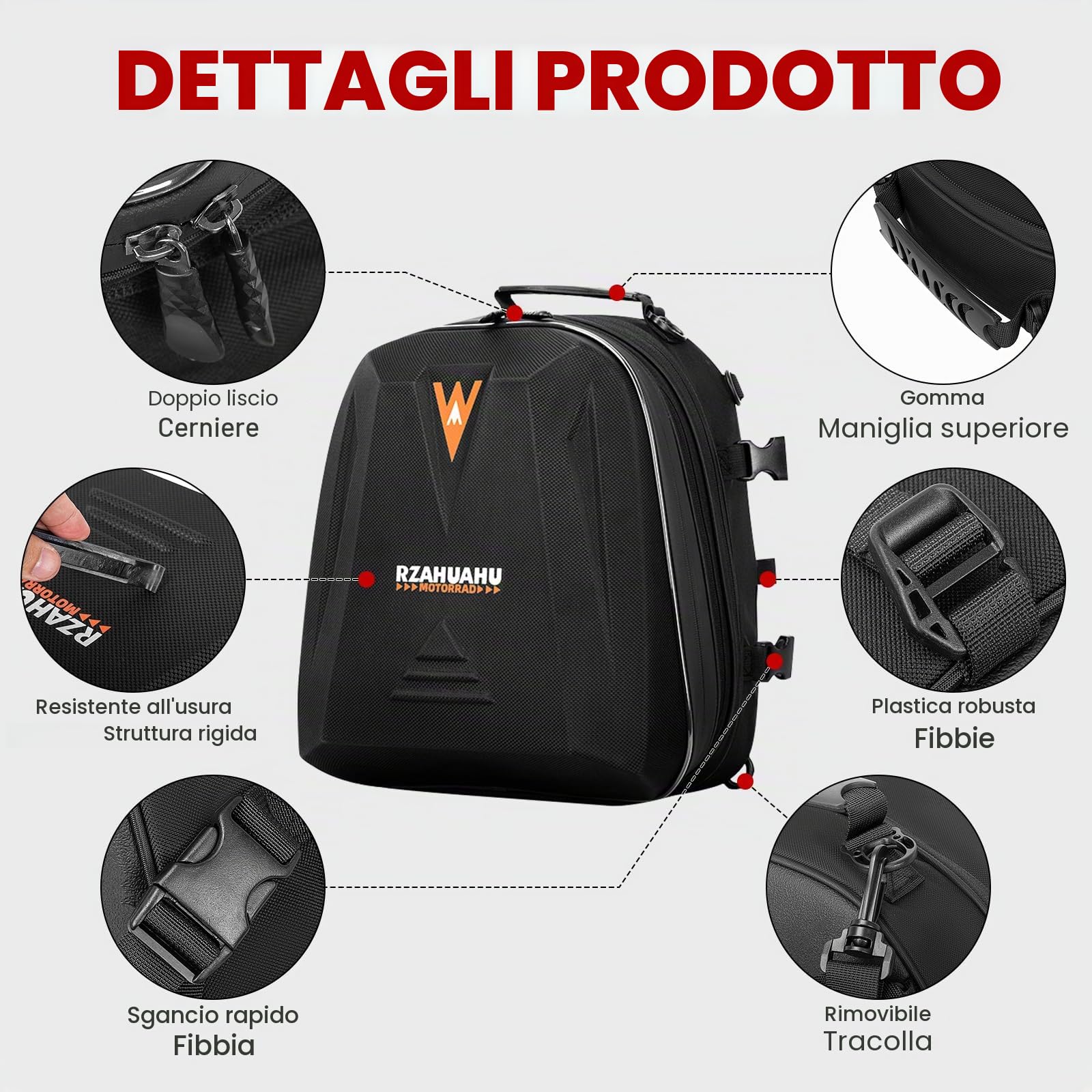 UBORSE Borsa Posteriore Moto Impermeabile 20L-28L Espandibile Nero