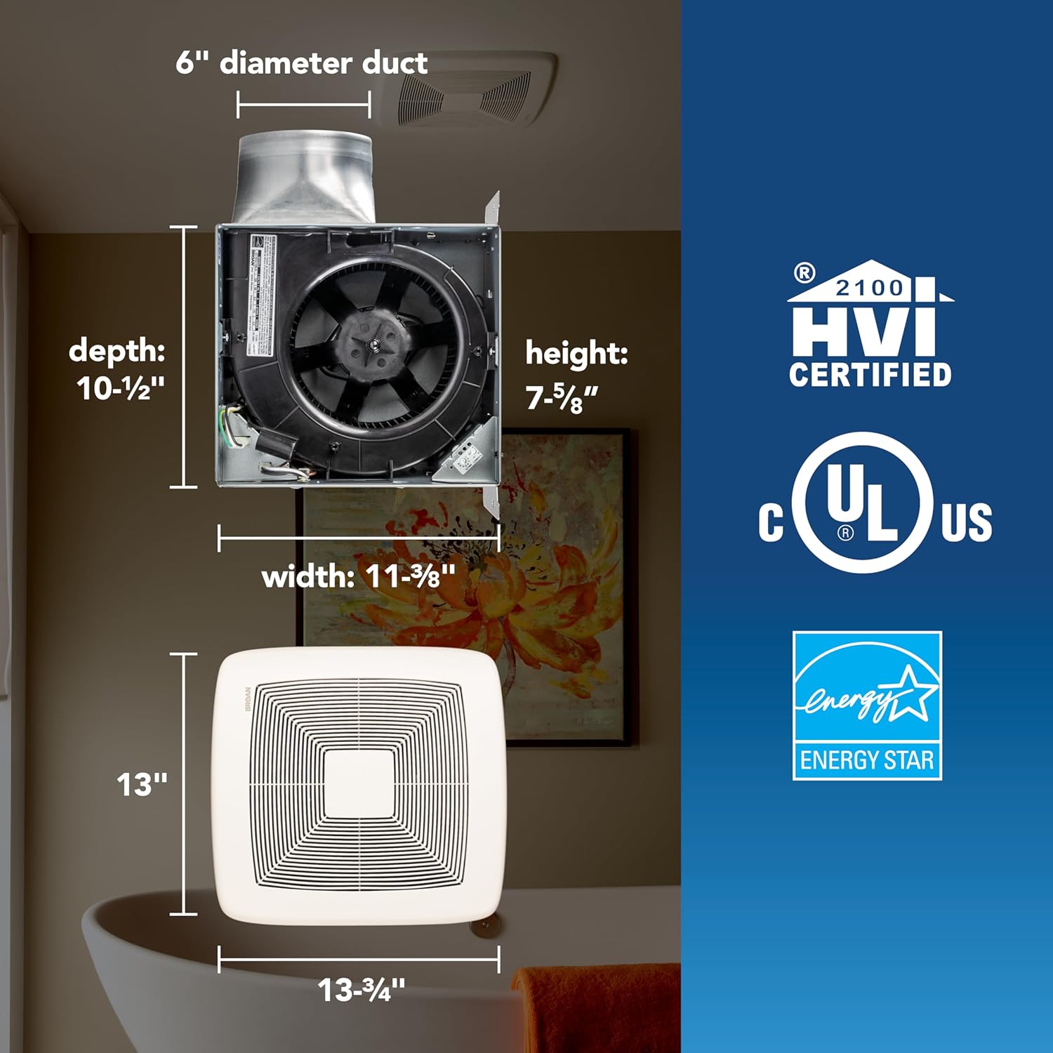 Broan® Very Quiet Ceiling Bathroom Exhaust Fan, ENERGY STAR, 80 CFM