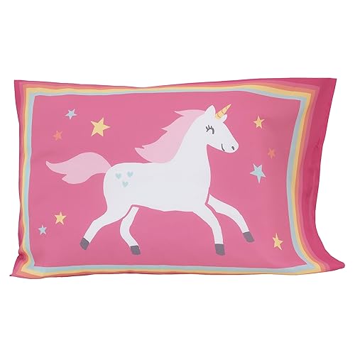 Miniatura 5 de CARTERS - Juego de ropa de cama de 4 piezas con diseño de unicornio arcoíris, rosa, aguamarina, blanco