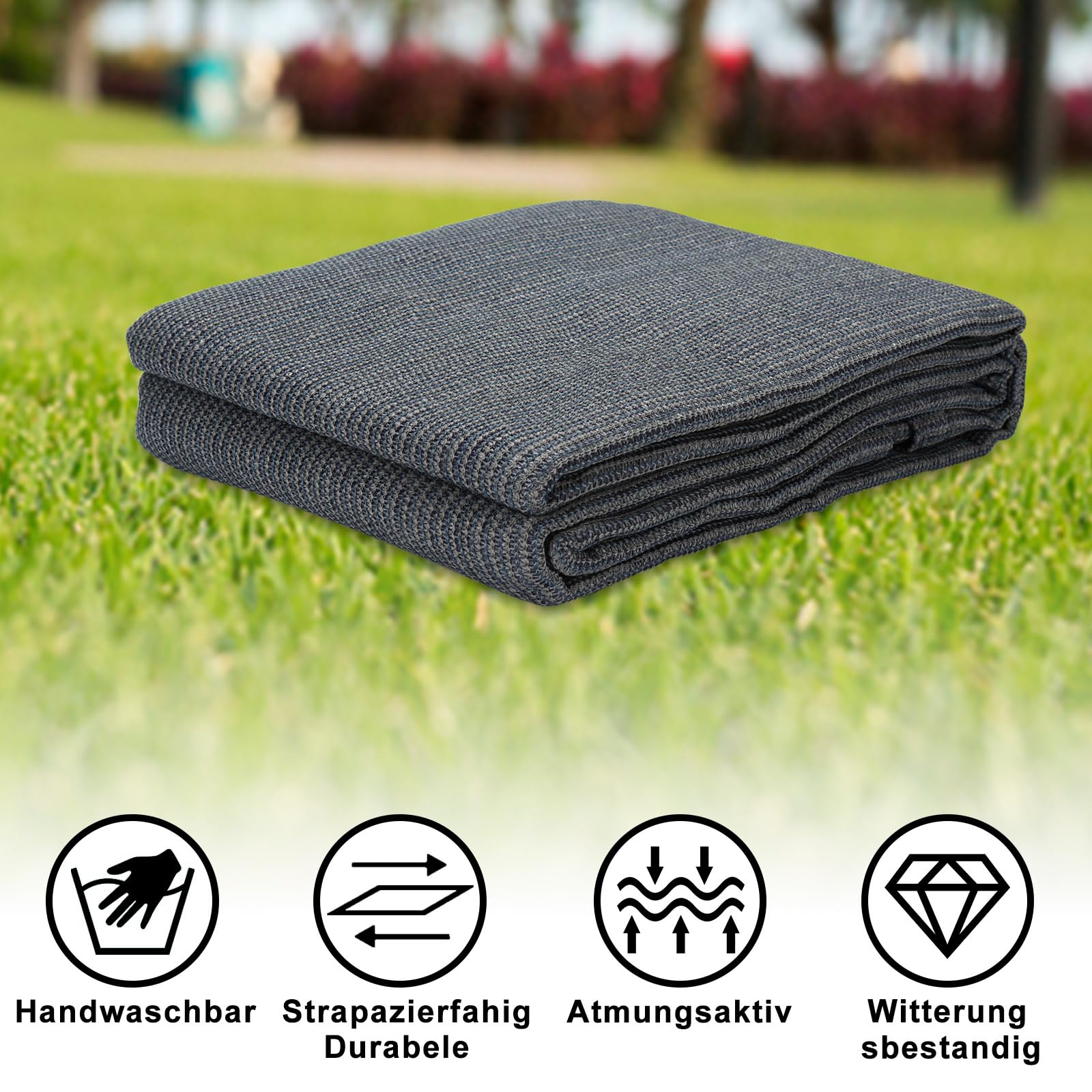 Sonnewelt Alfombra de Camping Transpirable Antideslizante Gris Azulado 12 Agujeros 13 Estacas Bolsa de Transporte