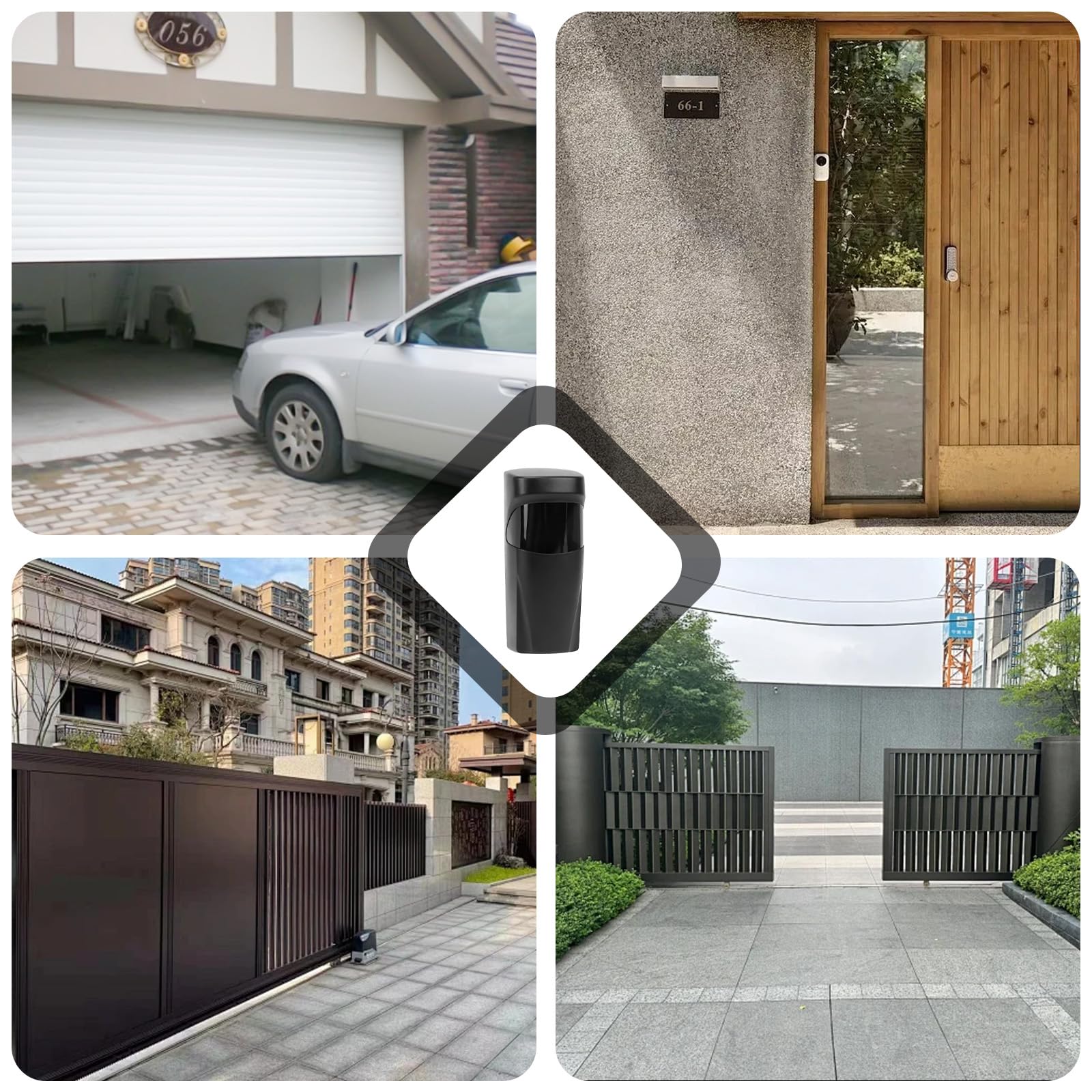 Puerta de garaje con sensor de infrarrojos, AC/DC 12-24V, barrera de luz con alarma, protección electromagnética segura para la seguridad automática de la puerta de garaje, negro