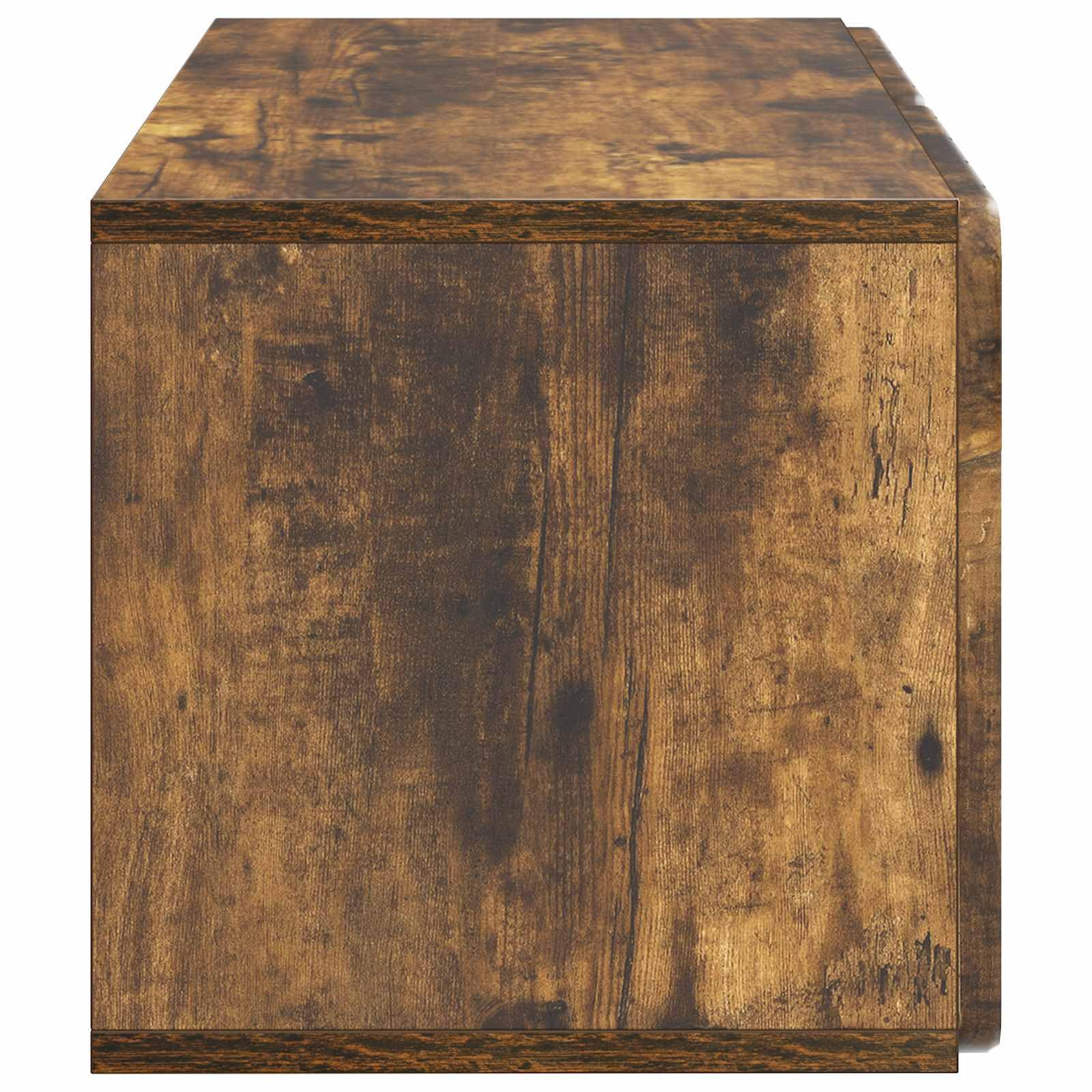 Hothingwell TV-Wandschrank, 59,5 x 31 x 30 cm, Eichenrauch, Holz | Drehtüren 90°, minimalistisches Design, platzsparend, feuchtes Tuch