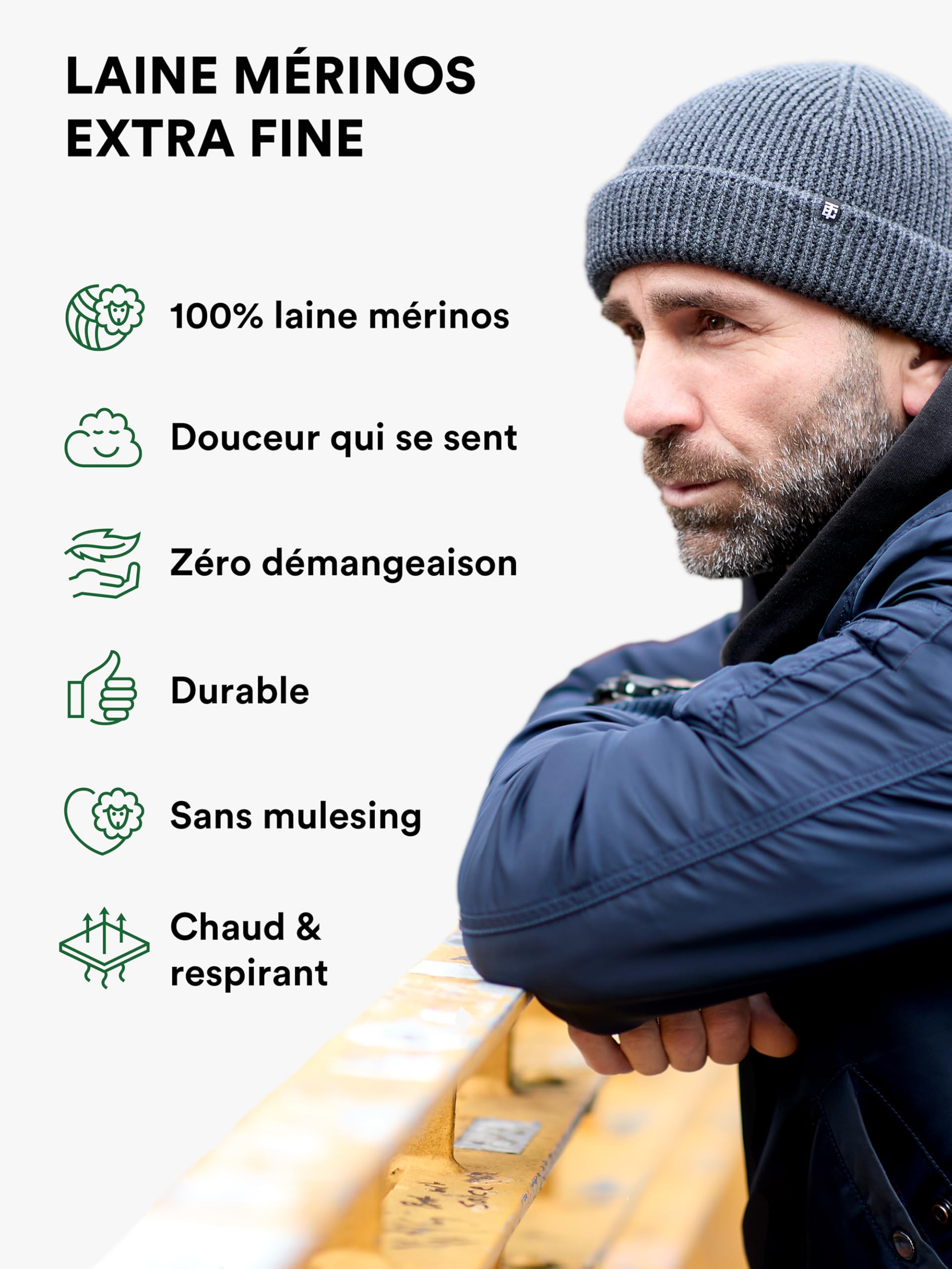 Enter the Complex® Fisherman Bonnet 100% Laine mérinos, pour Homme et Femme