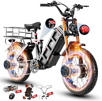 eAhora 2026 Juliet Pro 2 5400W/1200W Peak 43-34Mph Dual Motor | 60V/70Ah 48V/60Ah 200+Miles Long Range Ebike for Delivery and Commuting | 20 Fat Tire Full Suspension Electric Bike for Adults