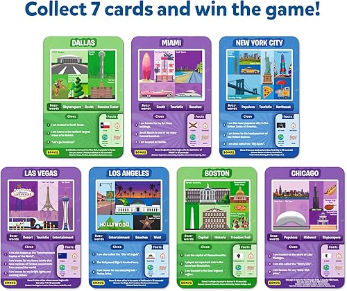 Miniatura 5 de Skillmatics Juego de cartas Adivina en 10 ciudades estadounidenses, perfecto para niños, niñas, niños y familias que aman los juegos de mesa y los