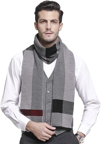 RIONA Mens Winter Cashmere Feel Australian Wool Soft Warm Knitted Scarf