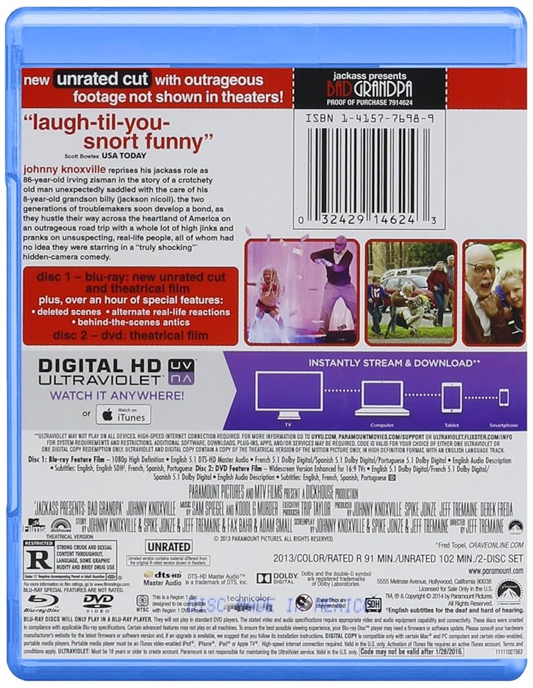 その他 Jackass Presents: Bad Grandpa [Blu-ray] Jackass Presents: Bad Grandpa Blu-ray (Blu-ray + DVD)